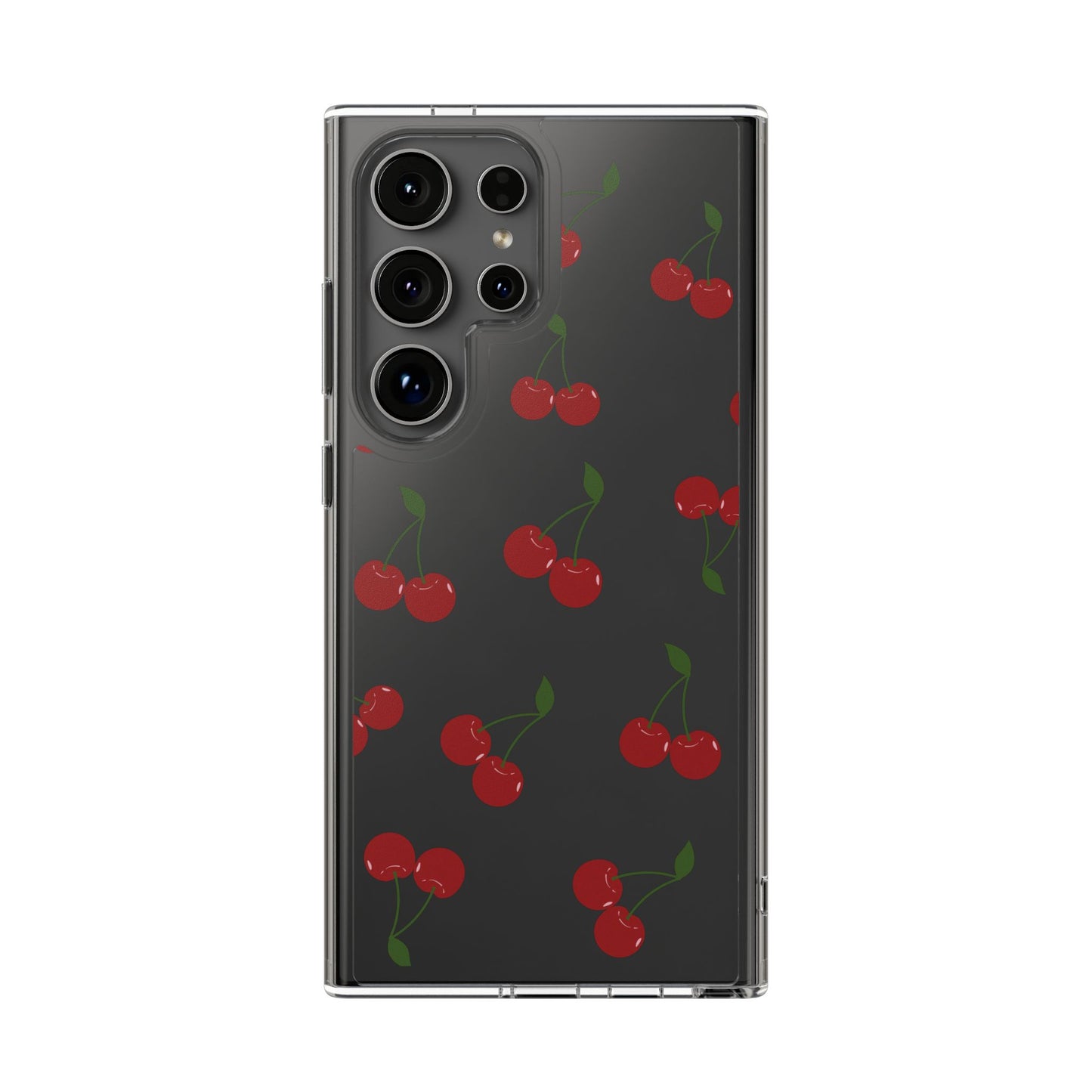 Random Cherry Pattern Clear Phone Case – Playful and Protective