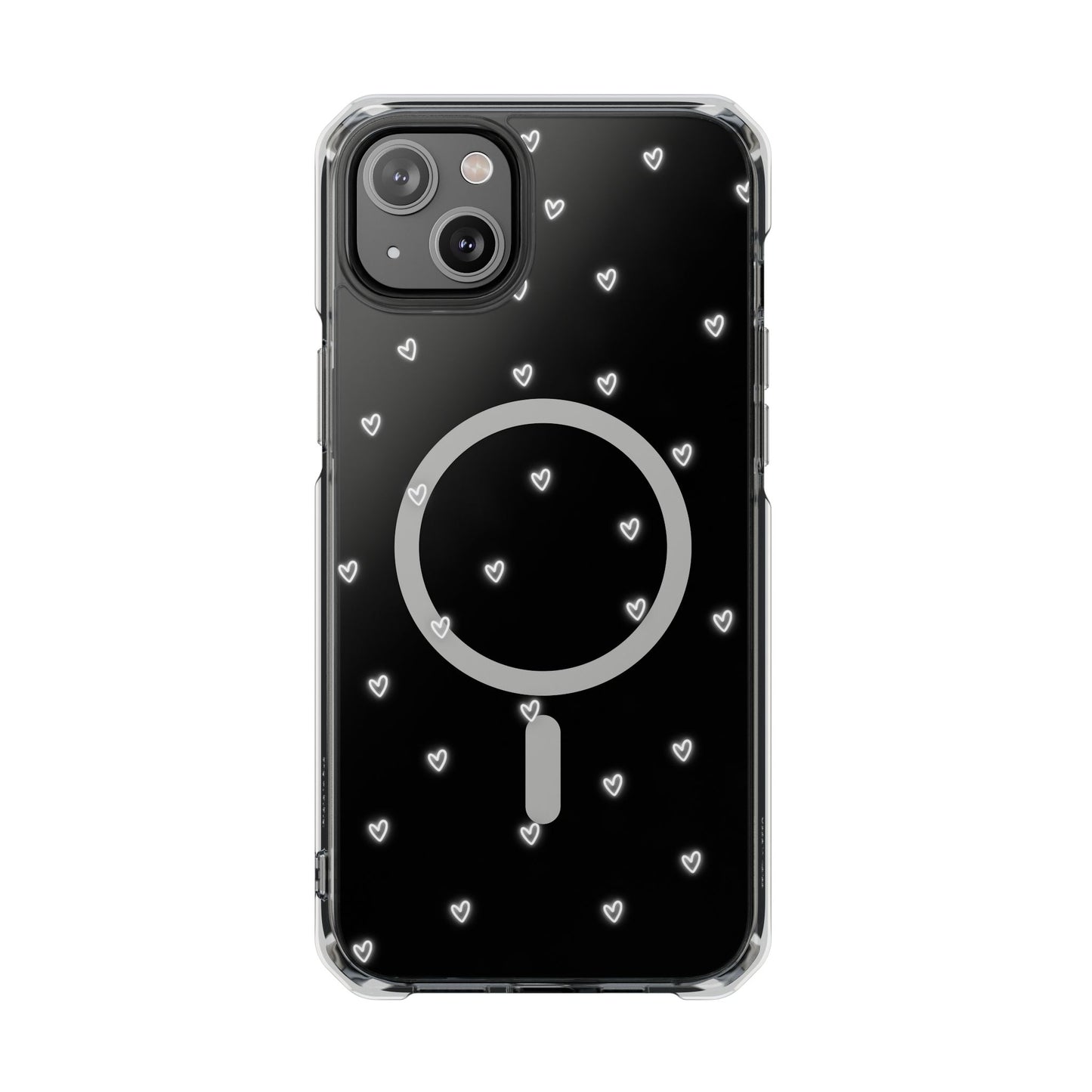Neon Heart Bling Clear MagSafe Case – Ultimate Protection with a Touch of Glam