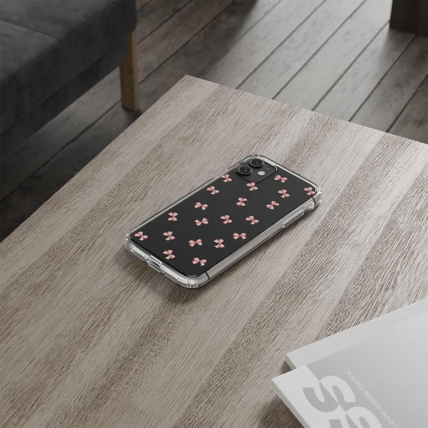 Pink Bow Dreams Clear Phone Case – Stylish Protection for Your iPhone