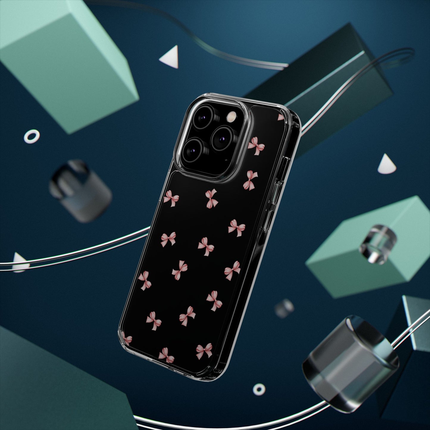 Pink Bow Dreams Clear Phone Case – Stylish Protection for Your iPhone