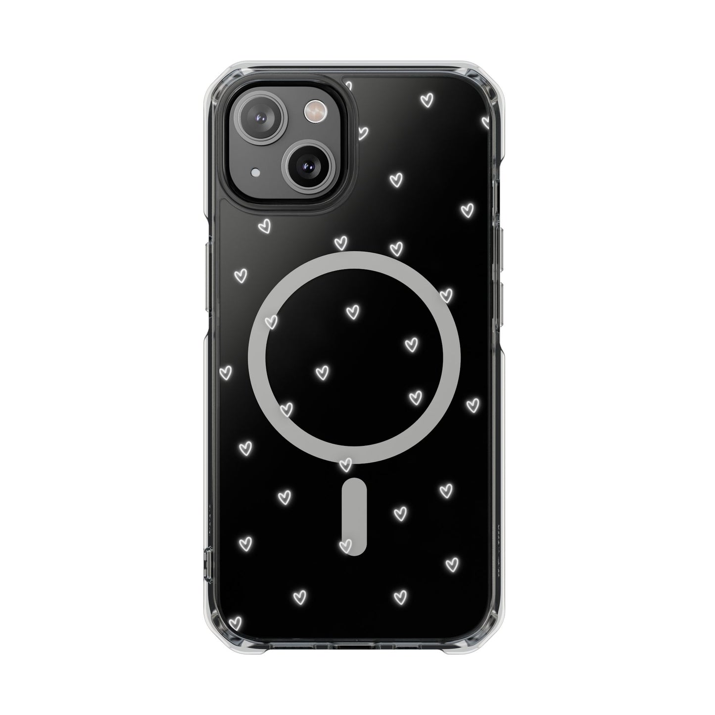Neon Heart Bling Clear MagSafe Case – Ultimate Protection with a Touch of Glam