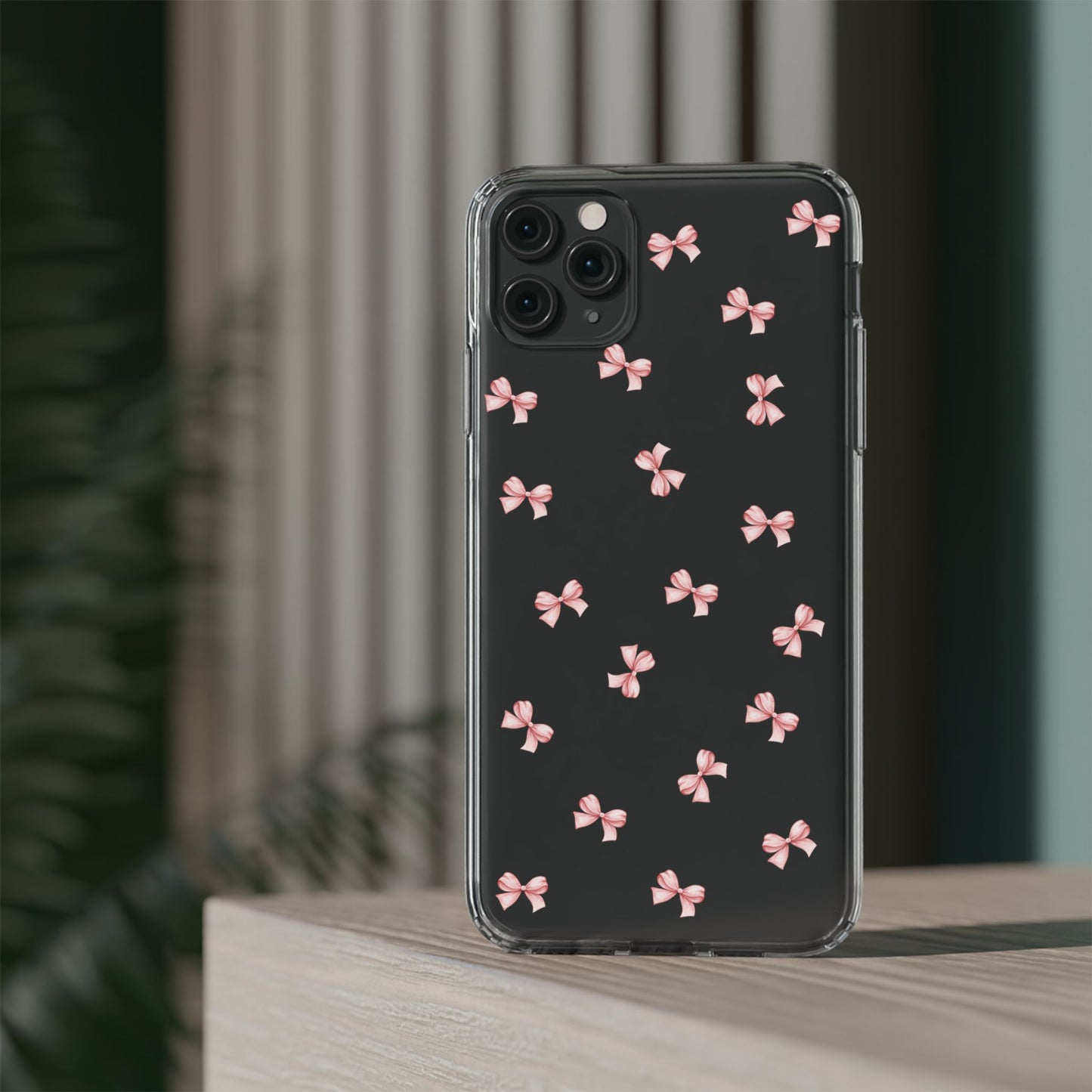 Pink Bow Dreams Clear Phone Case – Stylish Protection for Your iPhone