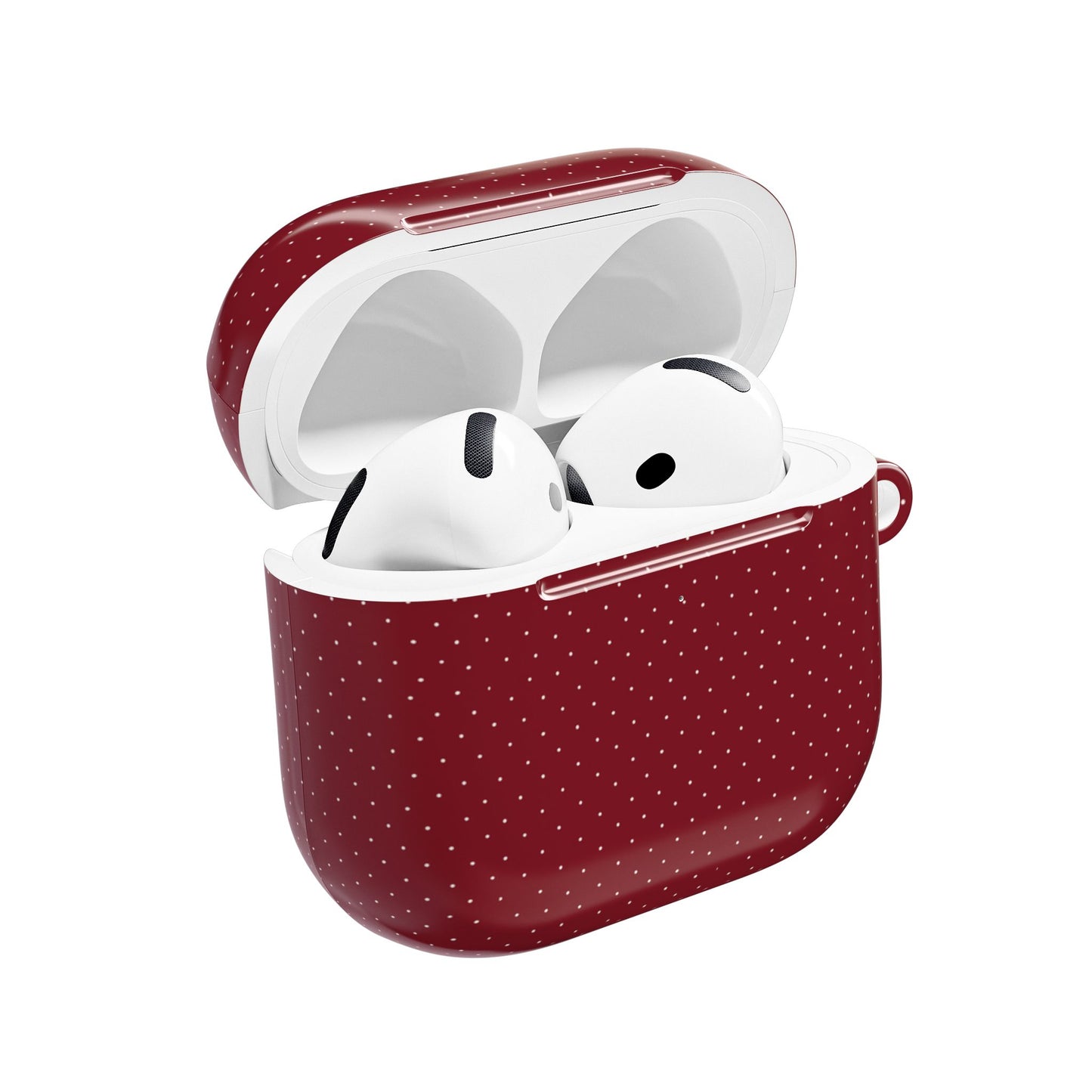 Burgundy & White Dots Shockproof & Scratch-Resistant AirPods Case – Wireless Charging Compatible