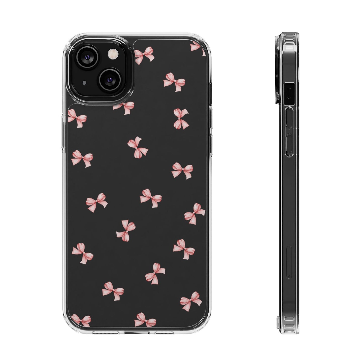 Pink Bow Dreams Clear Phone Case – Stylish Protection for Your iPhone