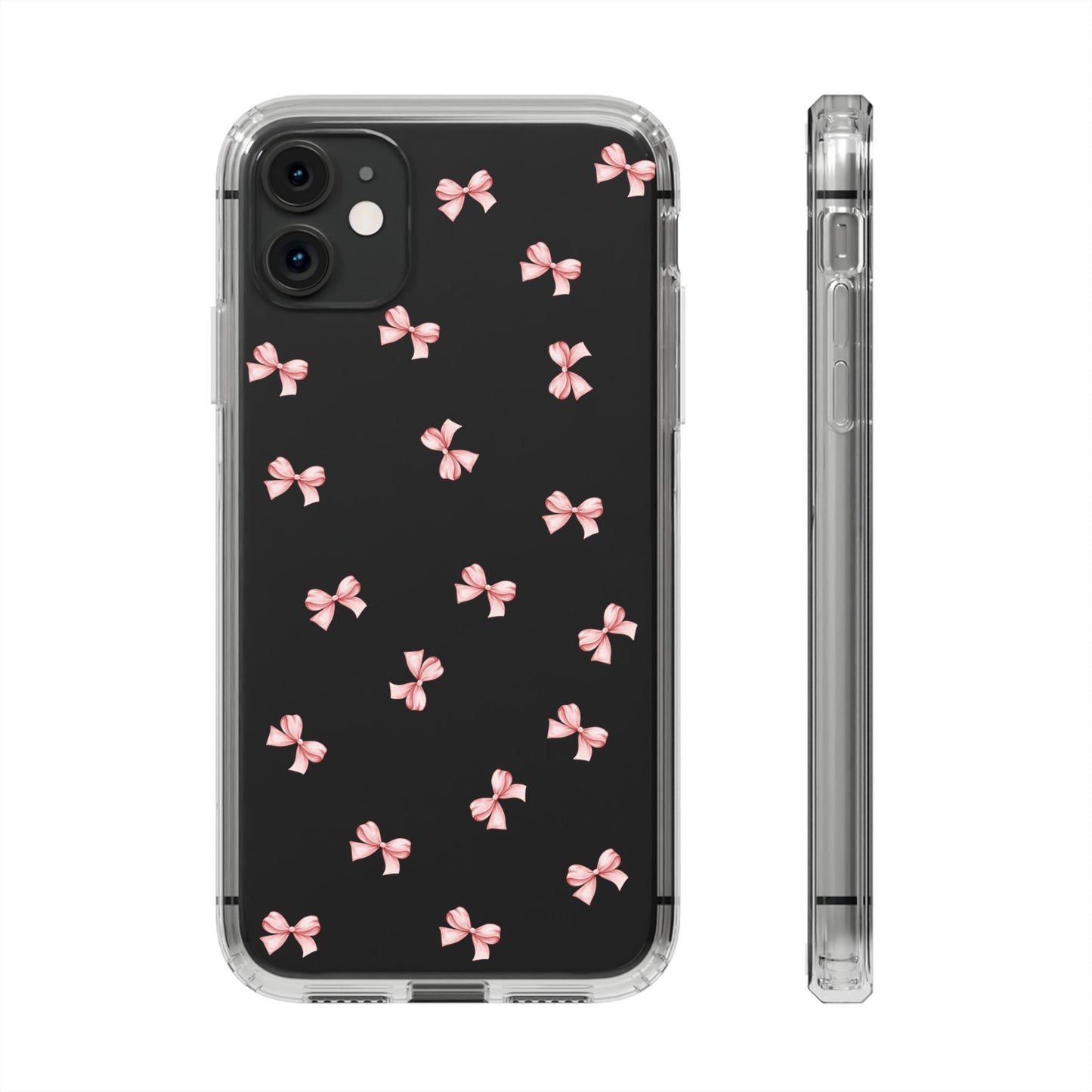 Pink Bow Dreams Clear Phone Case – Stylish Protection for Your iPhone