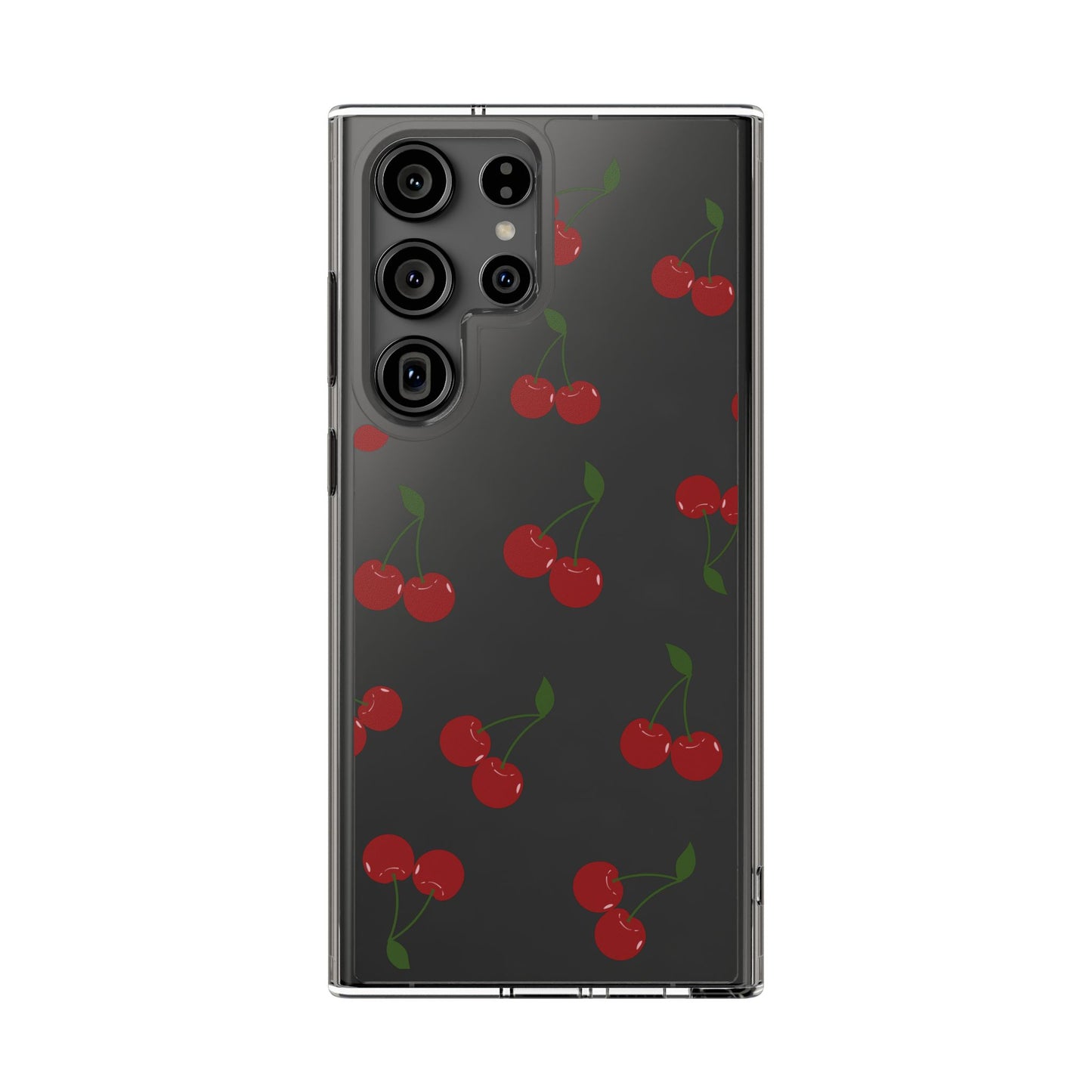 Random Cherry Pattern Clear Phone Case – Playful and Protective