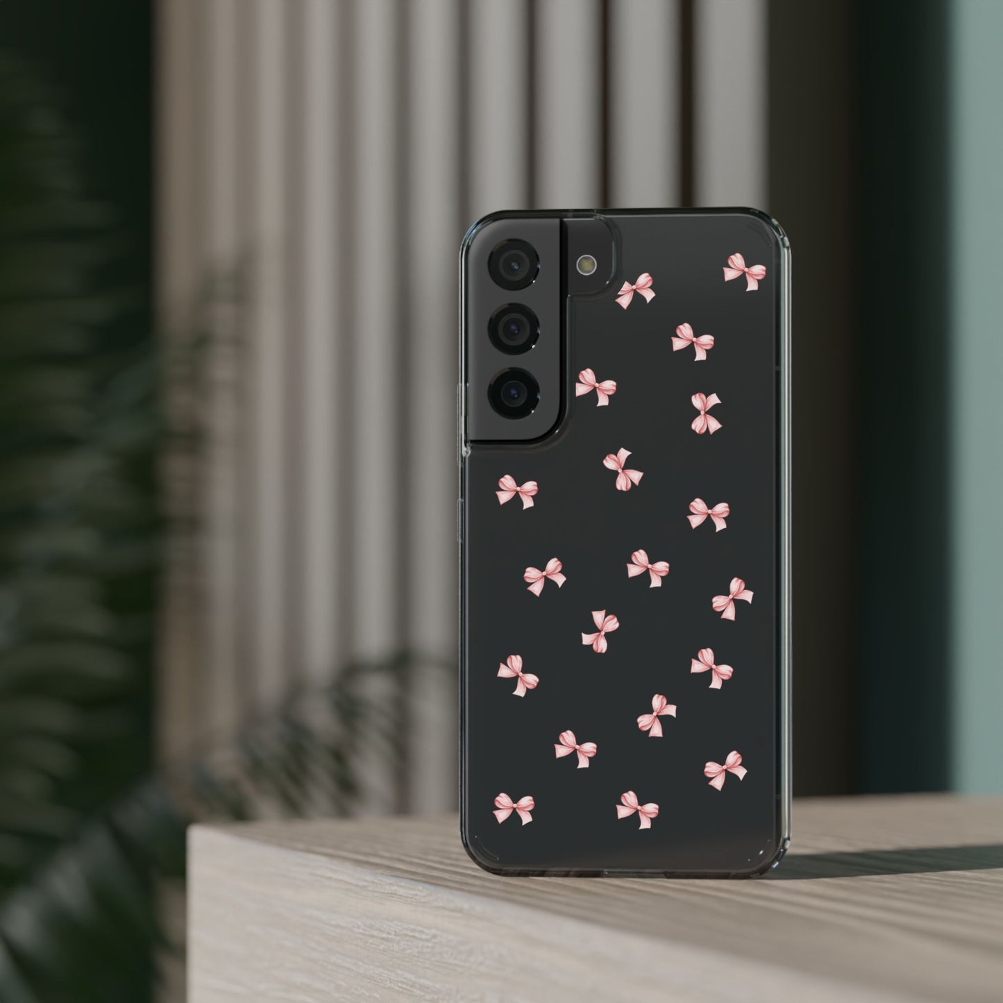 Pink Bow Dreams Clear Phone Case – Stylish Protection for Your iPhone