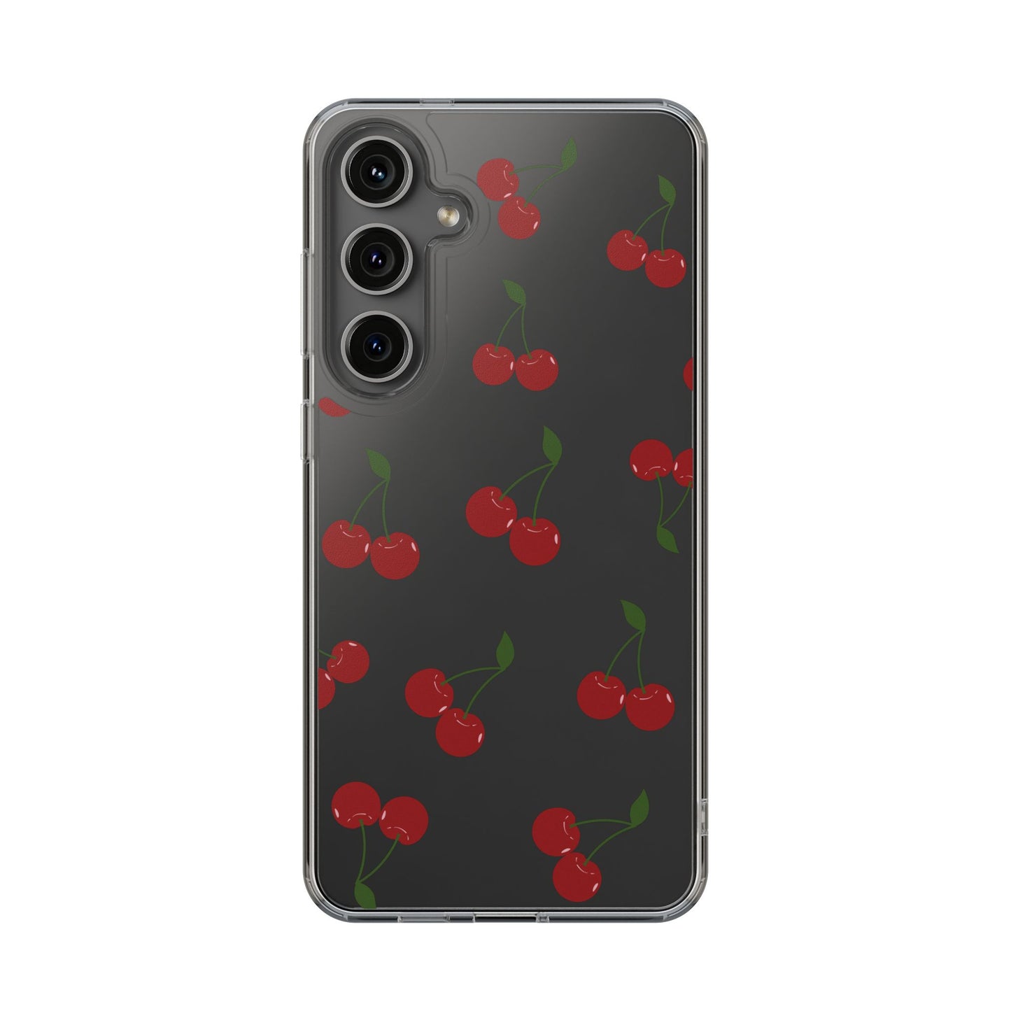 Random Cherry Pattern Clear Phone Case – Playful and Protective