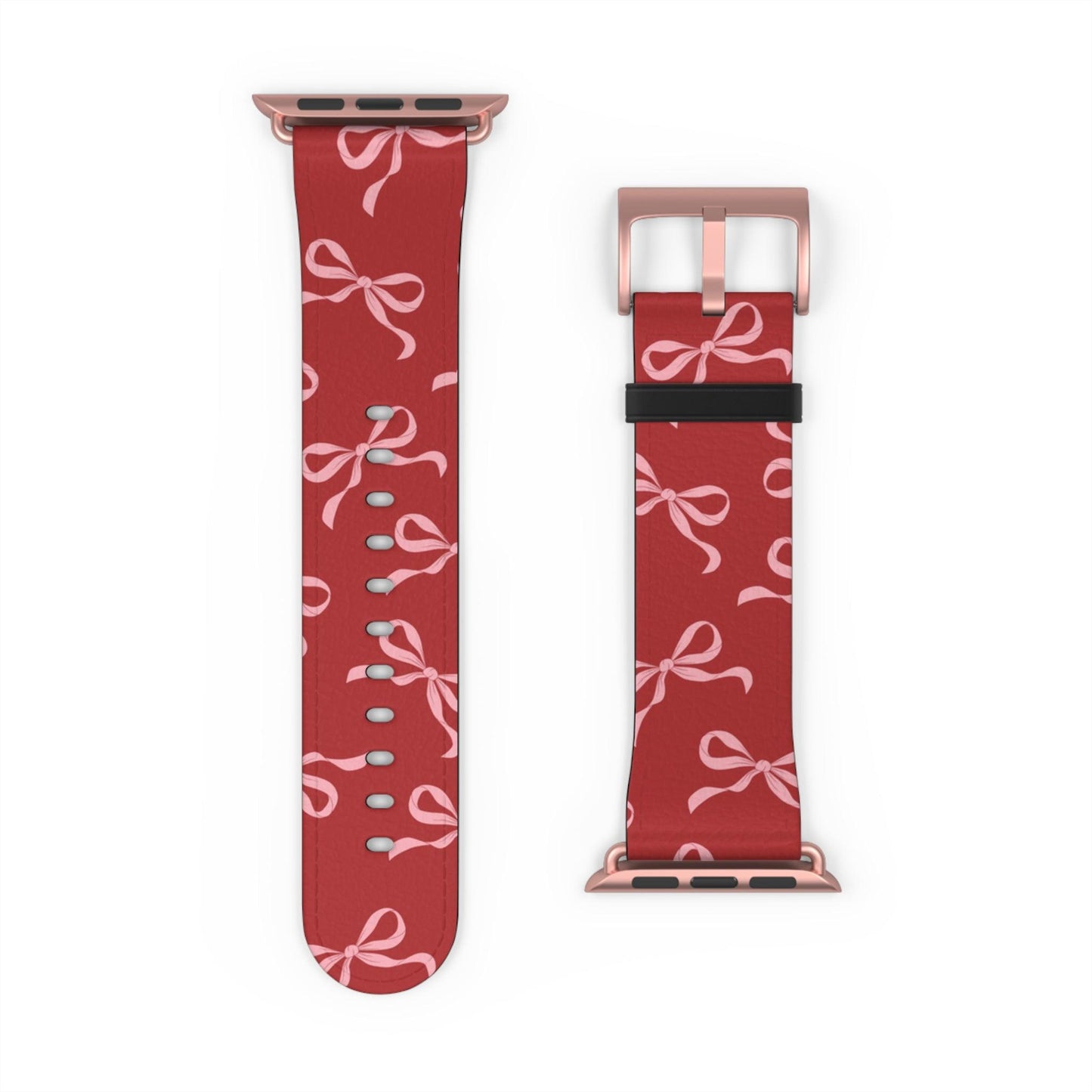 Pink Bows on Red Apple Watch Band - JGUS