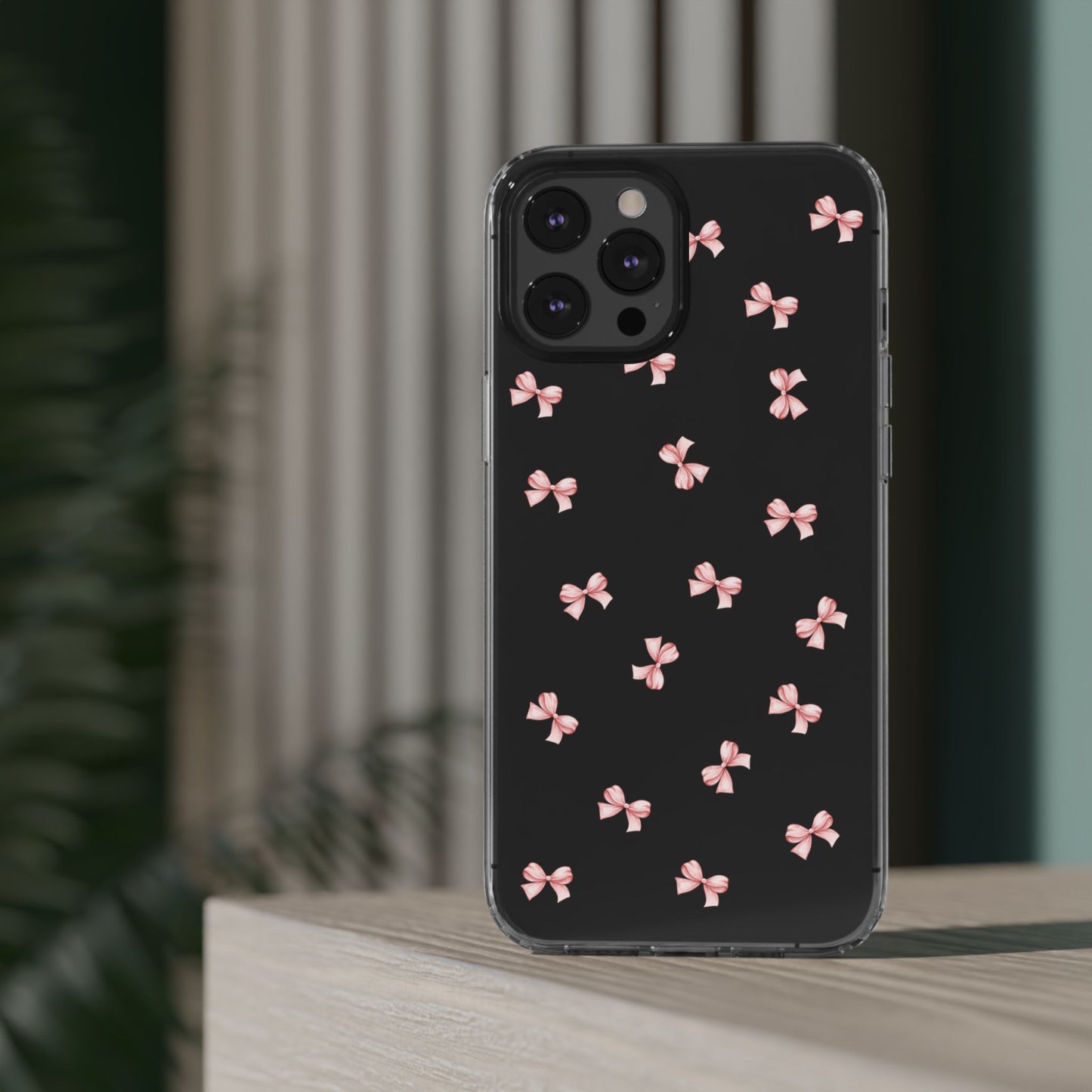 Pink Bow Dreams Clear Phone Case – Stylish Protection for Your iPhone
