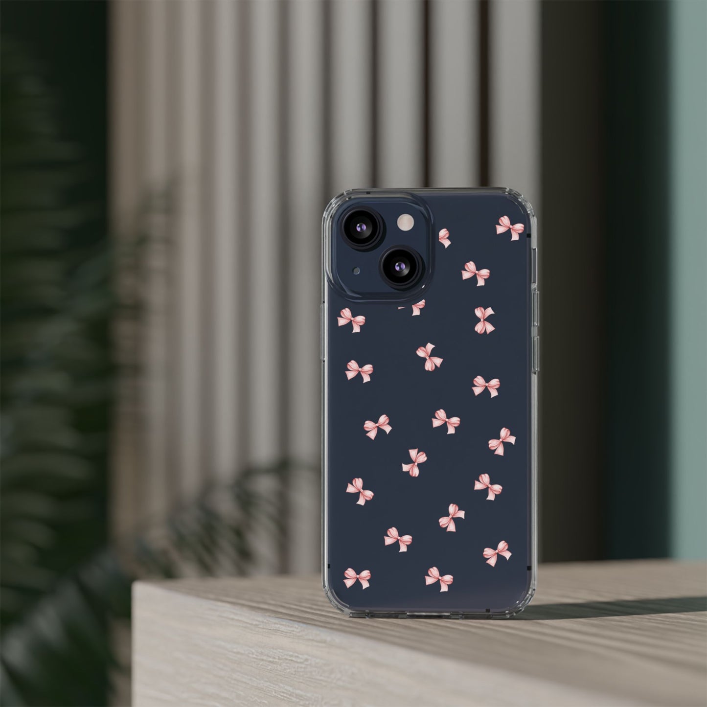 Pink Bow Dreams Clear Phone Case – Stylish Protection for Your iPhone