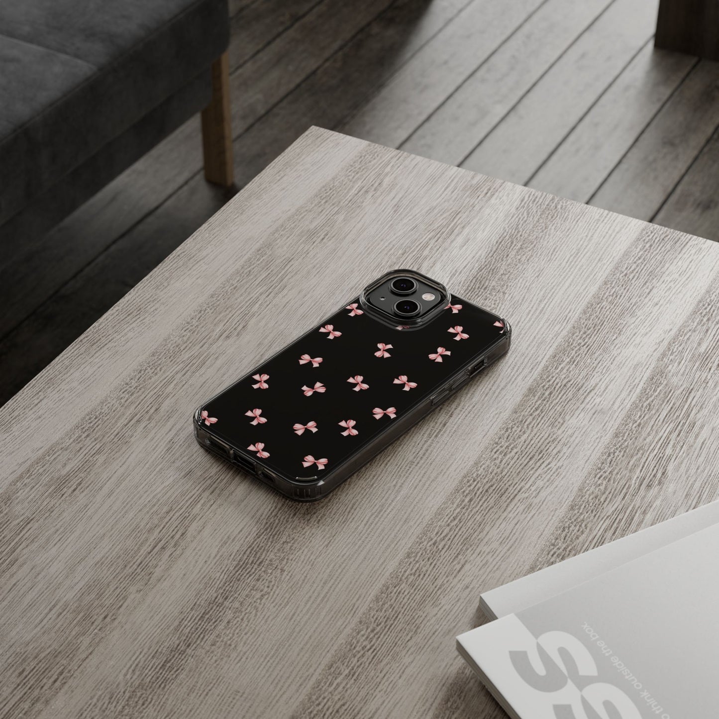 Pink Bow Dreams Clear Phone Case – Stylish Protection for Your iPhone