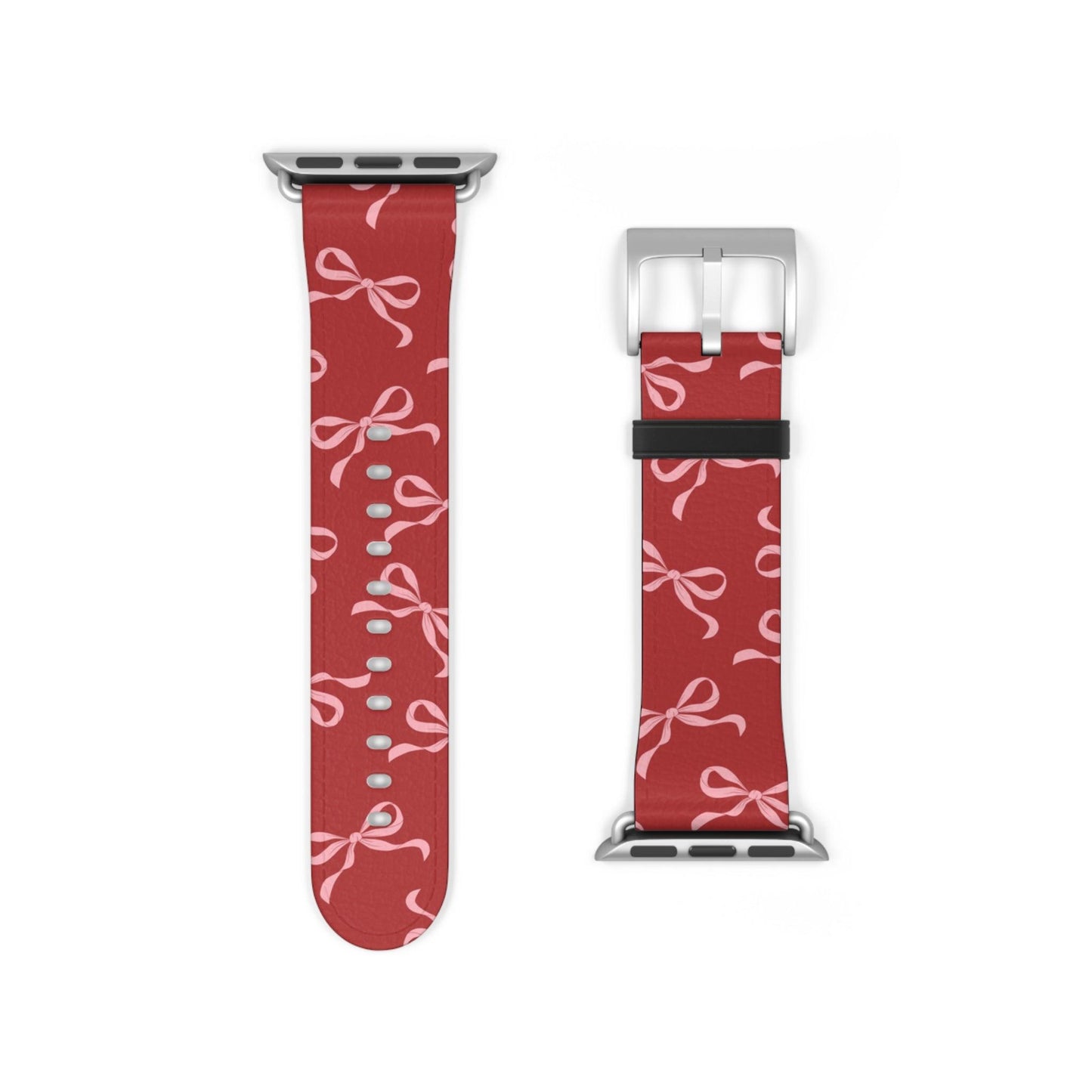 Pink Bows on Red Apple Watch Band - JGUS