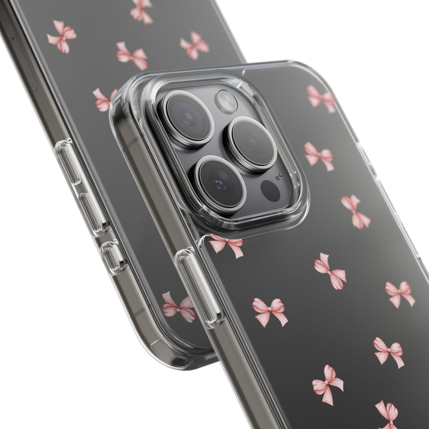 Pink Bow Dreams Clear Phone Case – Stylish Protection for Your iPhone