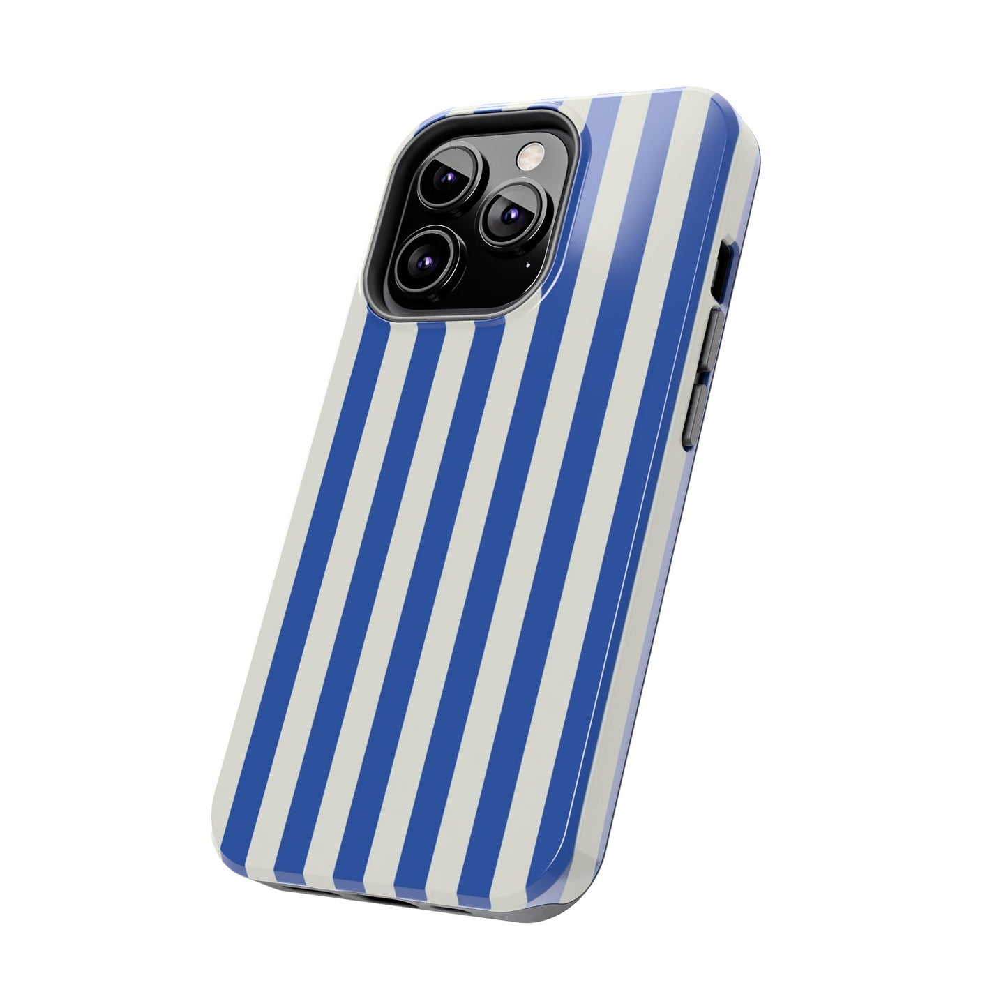 Blue White Striped Phone Case – Impact-Resistant, Dual-Layer Protection, Customizable Design