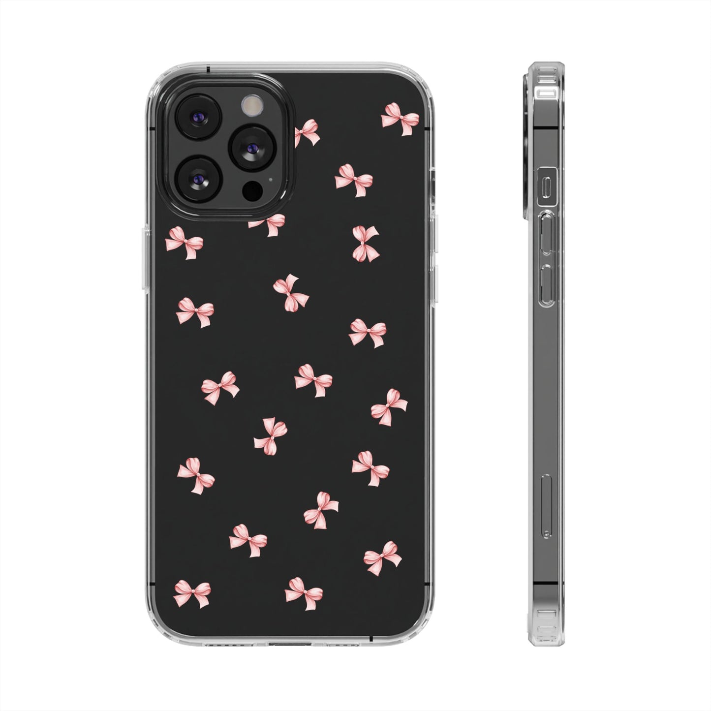 Pink Bow Dreams Clear Phone Case – Stylish Protection for Your iPhone