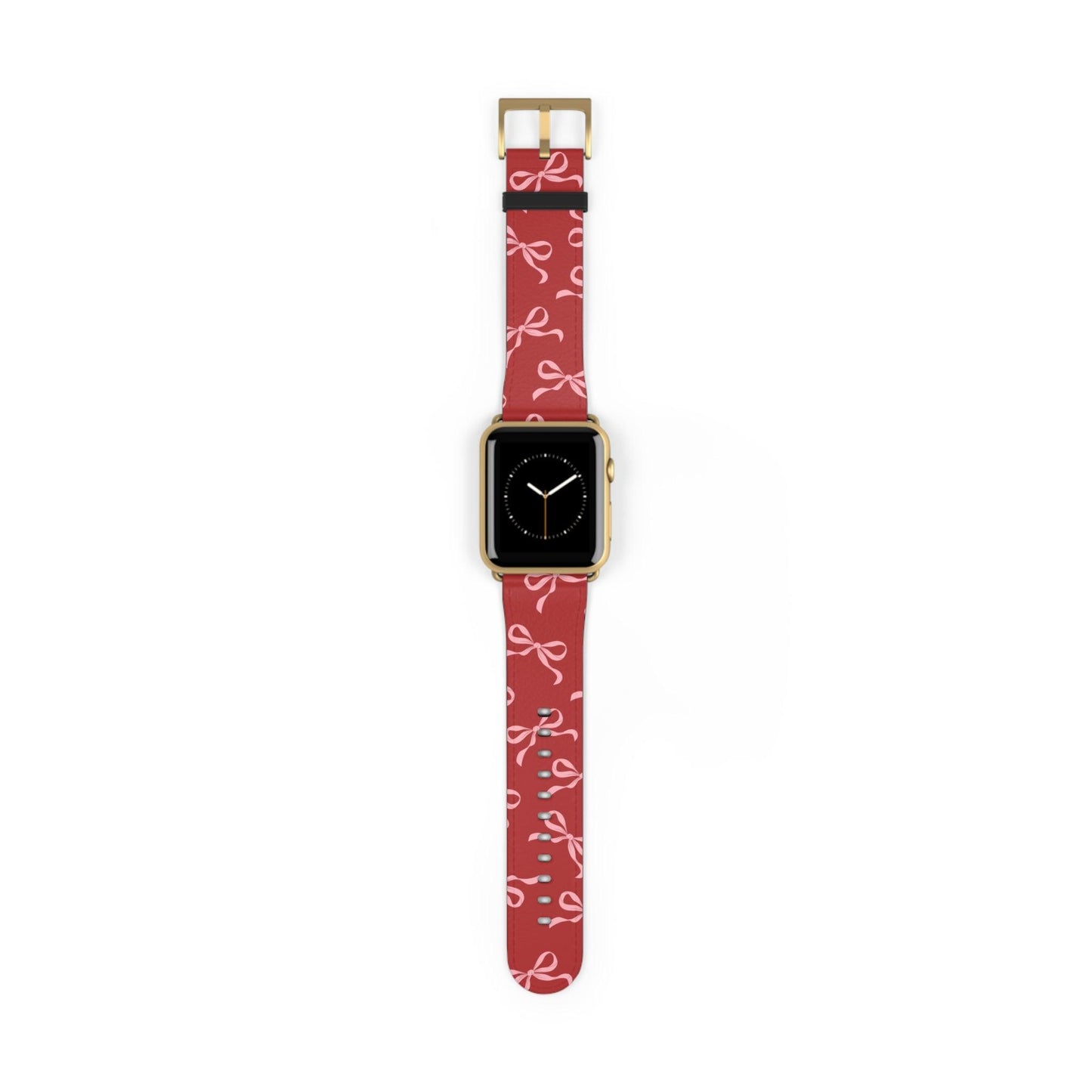 Pink Bows on Red Apple Watch Band - JGUS