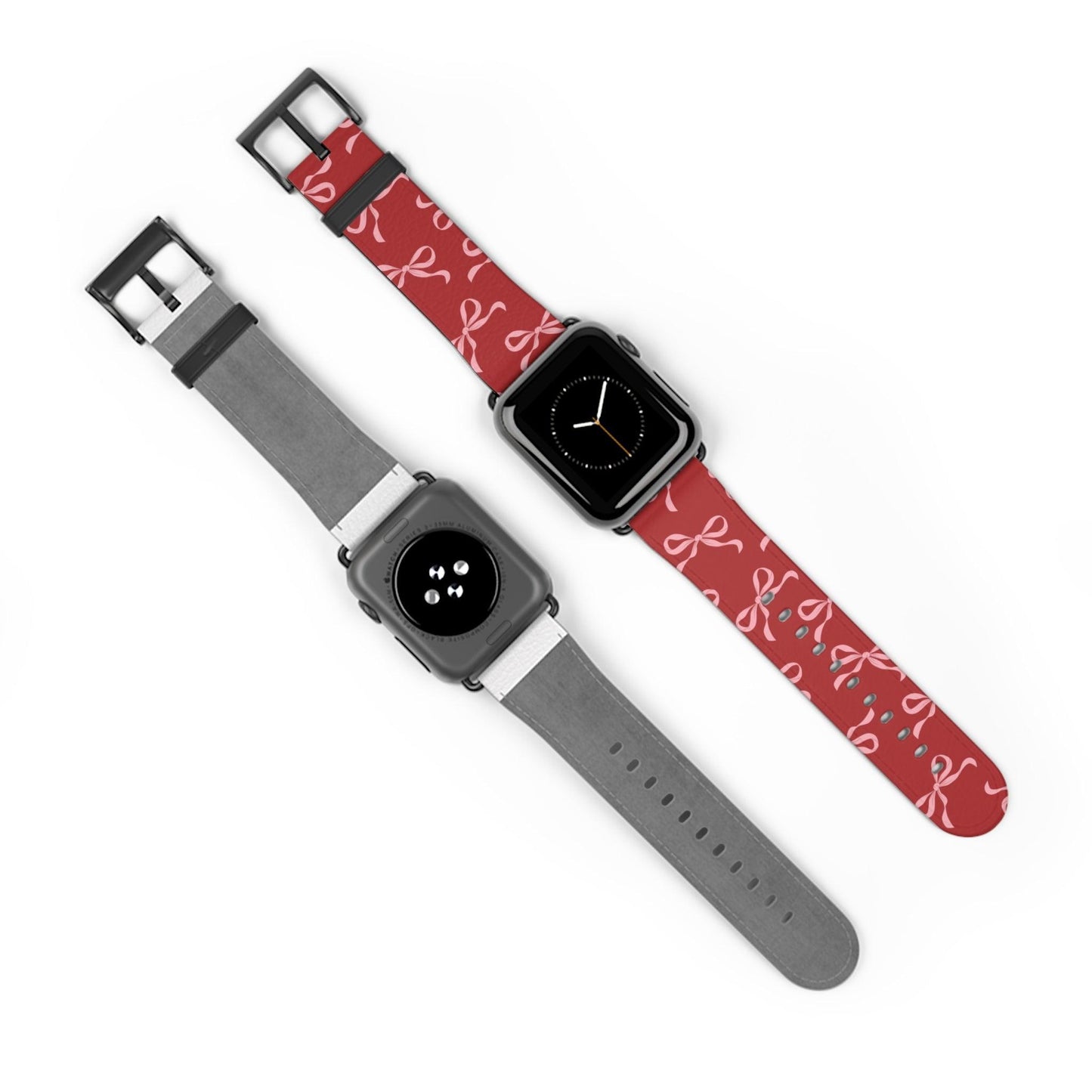 Pink Bows on Red Apple Watch Band - JGUS