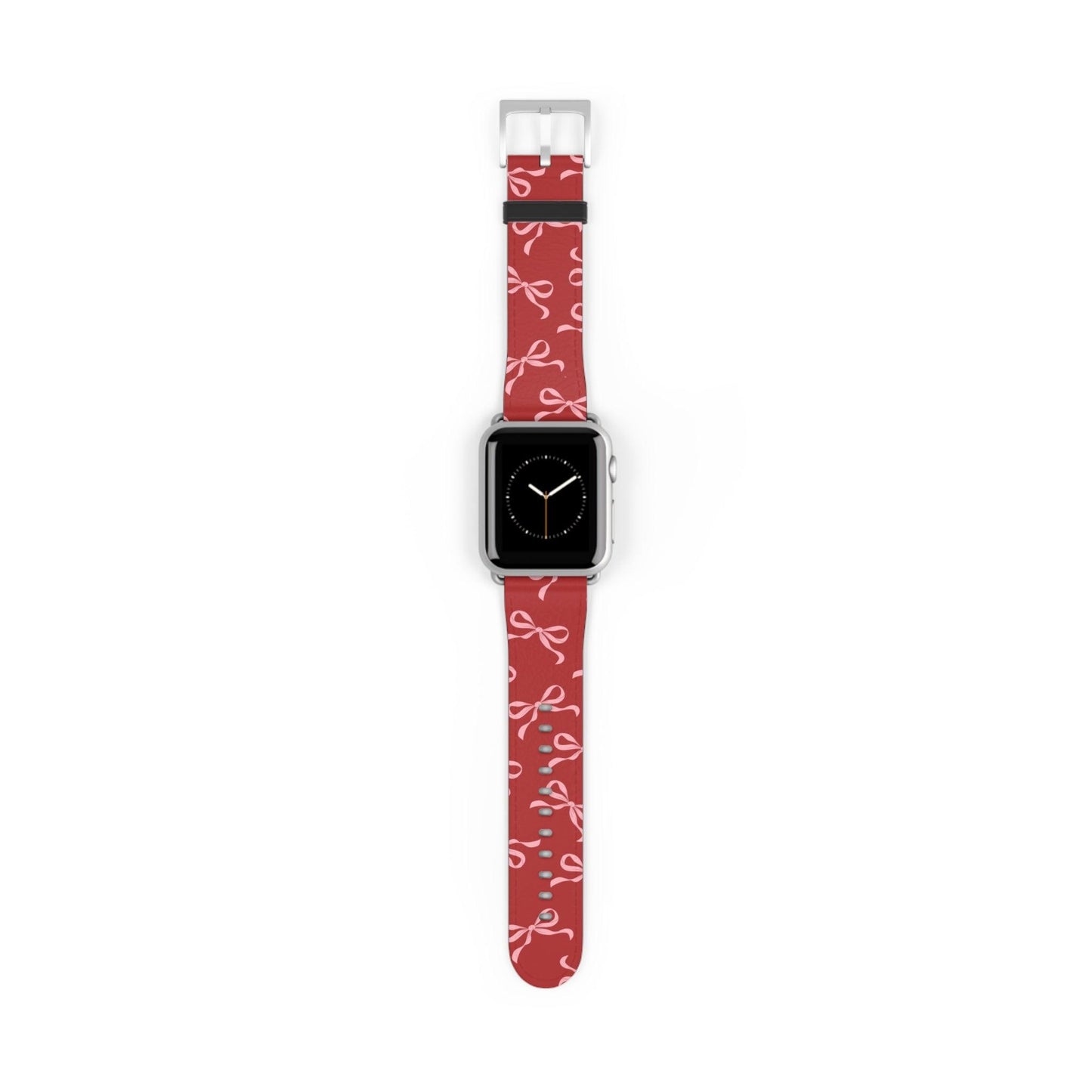 Pink Bows on Red Apple Watch Band - JGUS