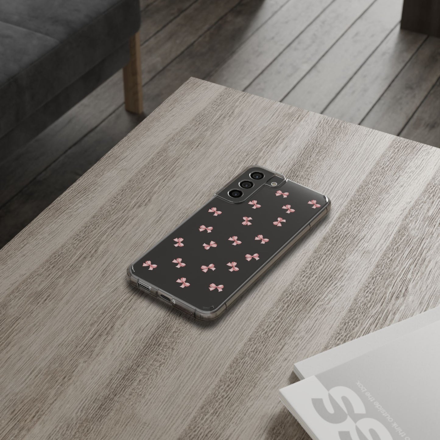 Pink Bow Dreams Clear Phone Case – Stylish Protection for Your iPhone
