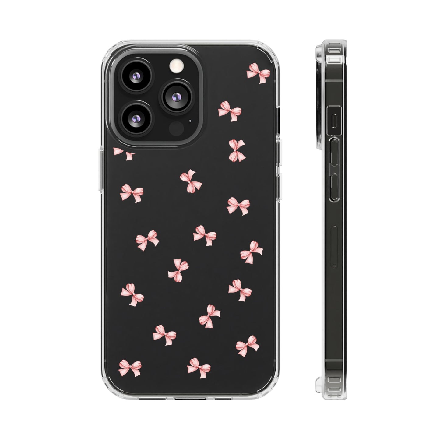 Pink Bow Dreams Clear Phone Case – Stylish Protection for Your iPhone