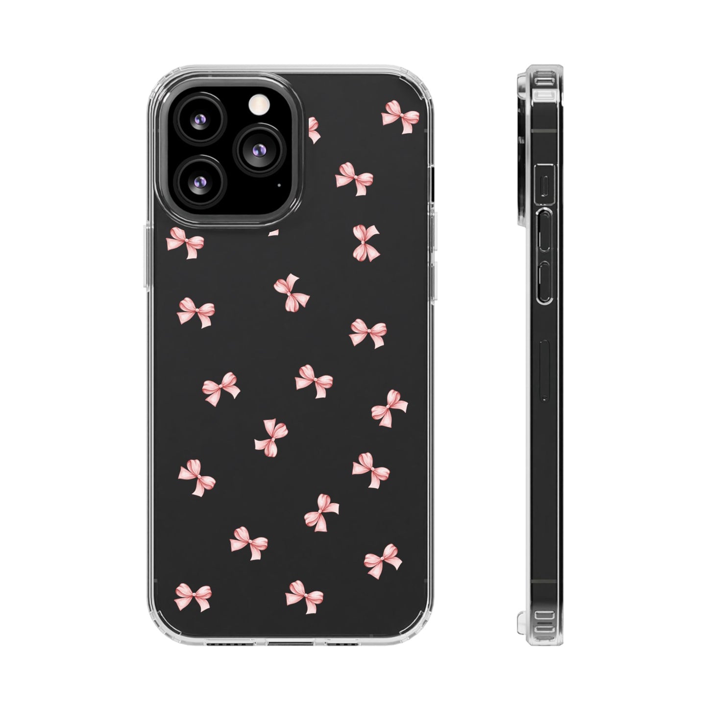 Pink Bow Dreams Clear Phone Case – Stylish Protection for Your iPhone