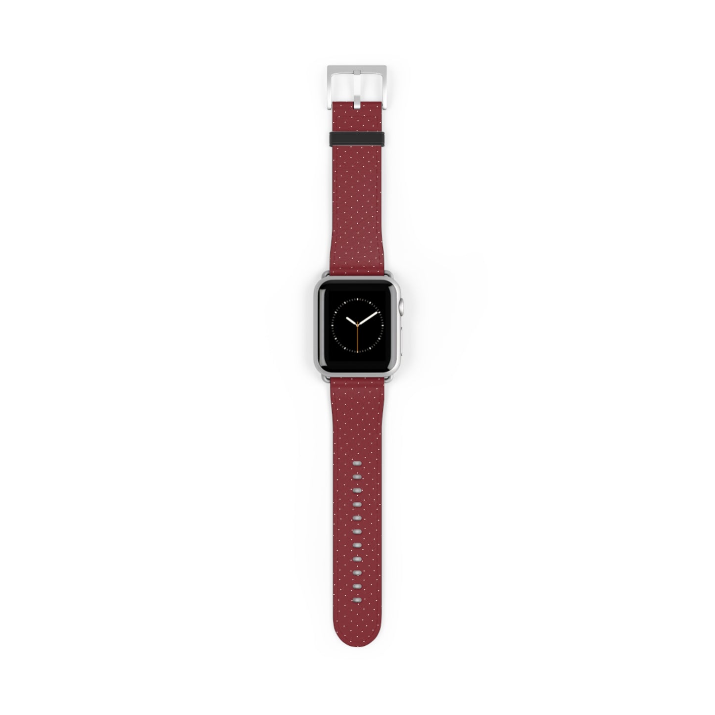 Burgundy & White Vegan Leather Apple Watch Band - Eco-Friendly & Festive Design