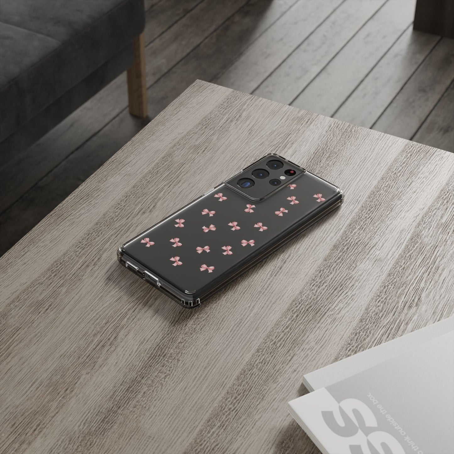 Pink Bow Dreams Clear Phone Case – Stylish Protection for Your iPhone