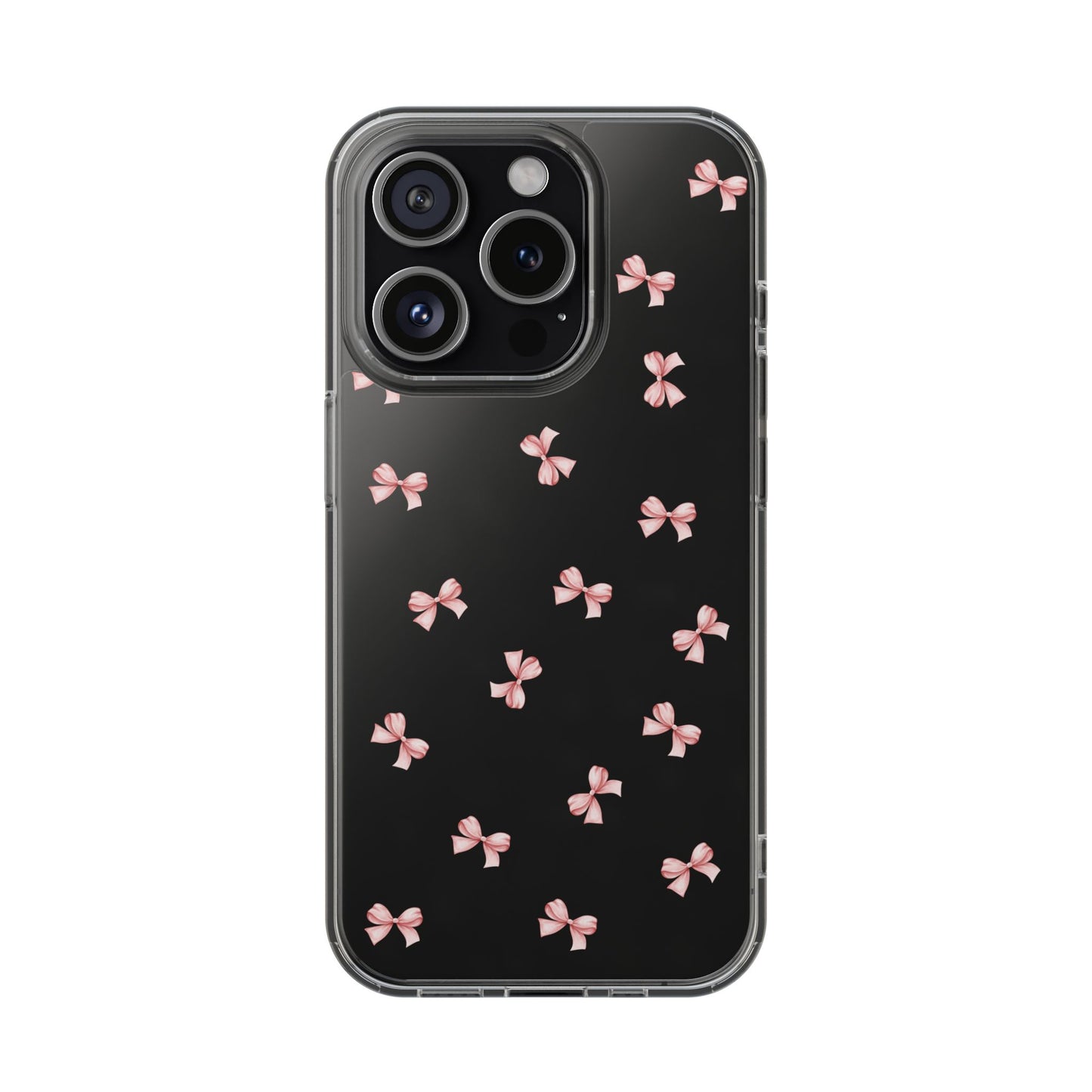 Pink Bow Dreams Clear Phone Case – Stylish Protection for Your iPhone