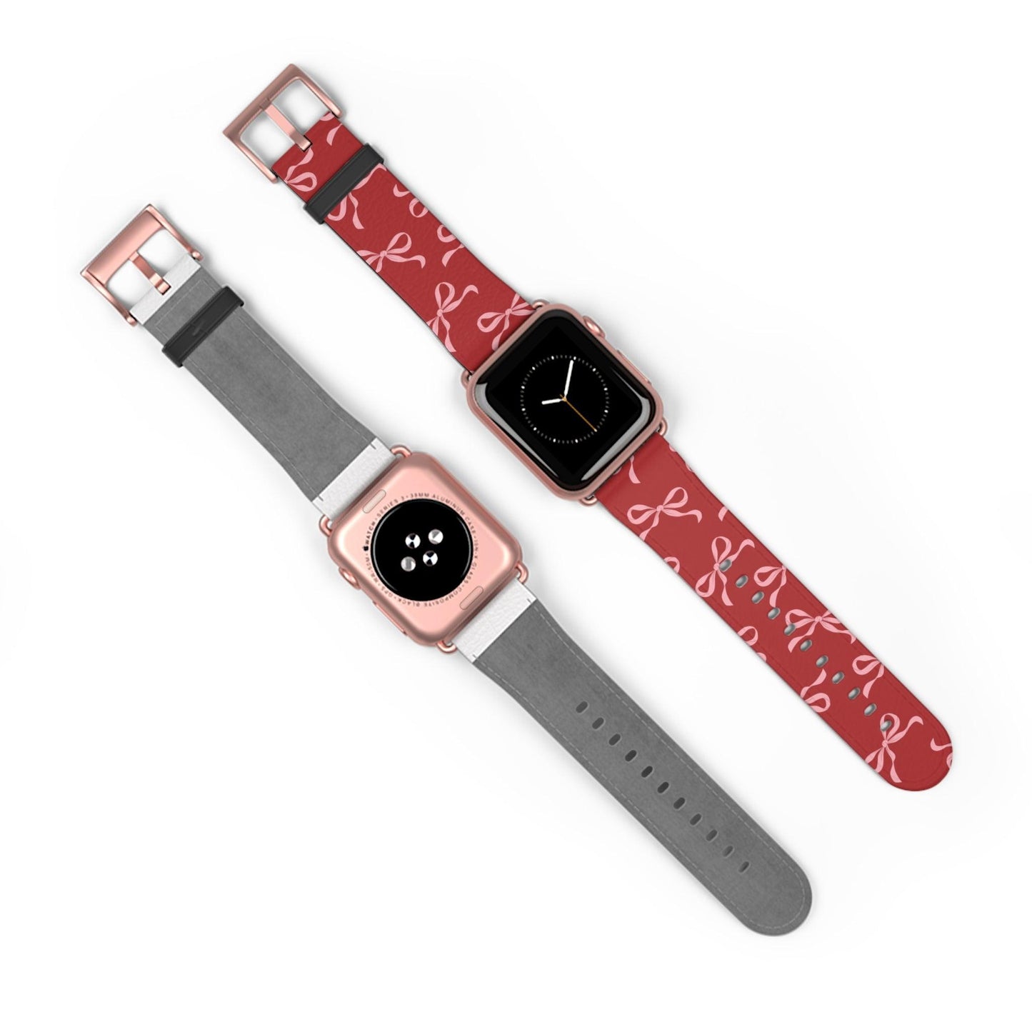 Pink Bows on Red Apple Watch Band - JGUS