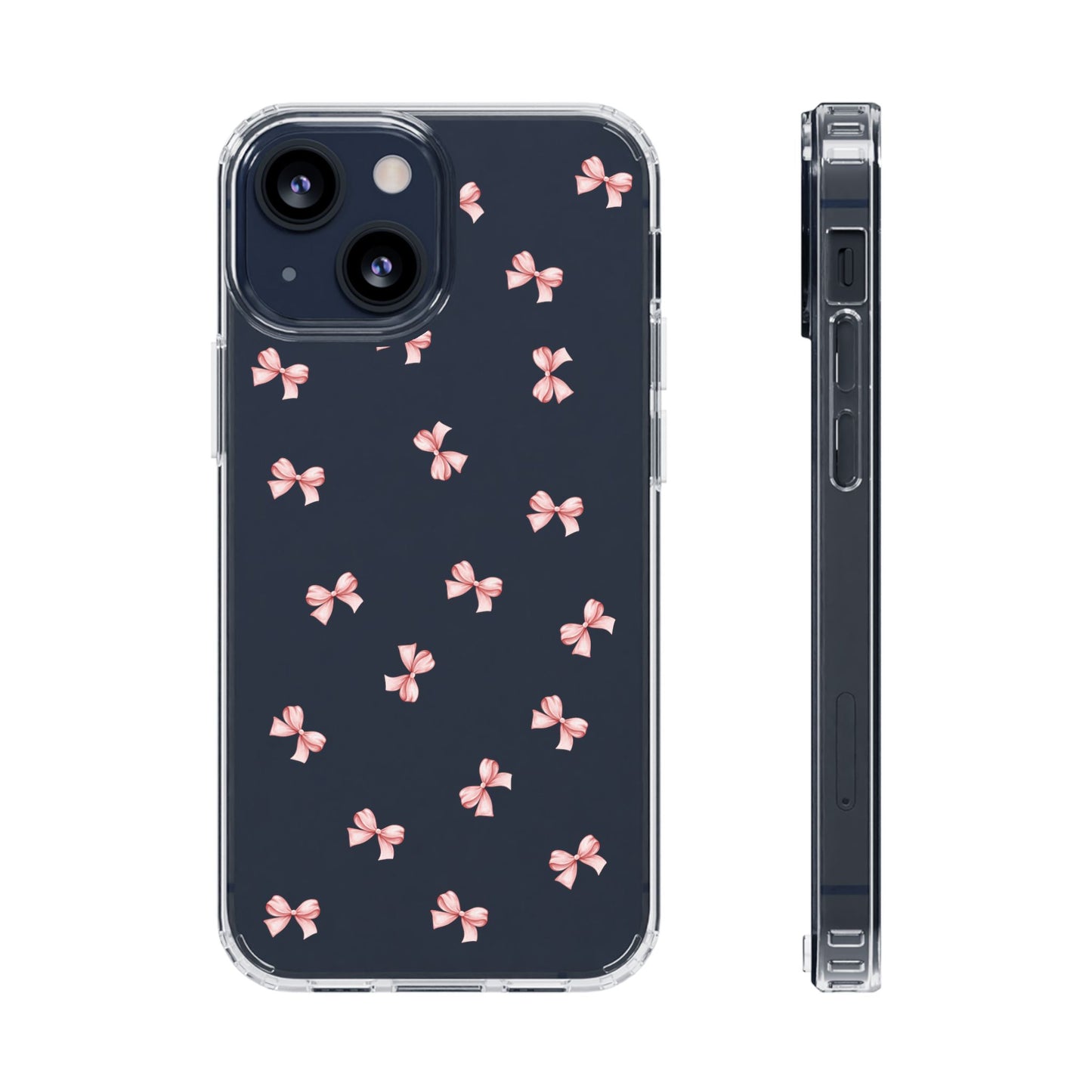 Pink Bow Dreams Clear Phone Case – Stylish Protection for Your iPhone