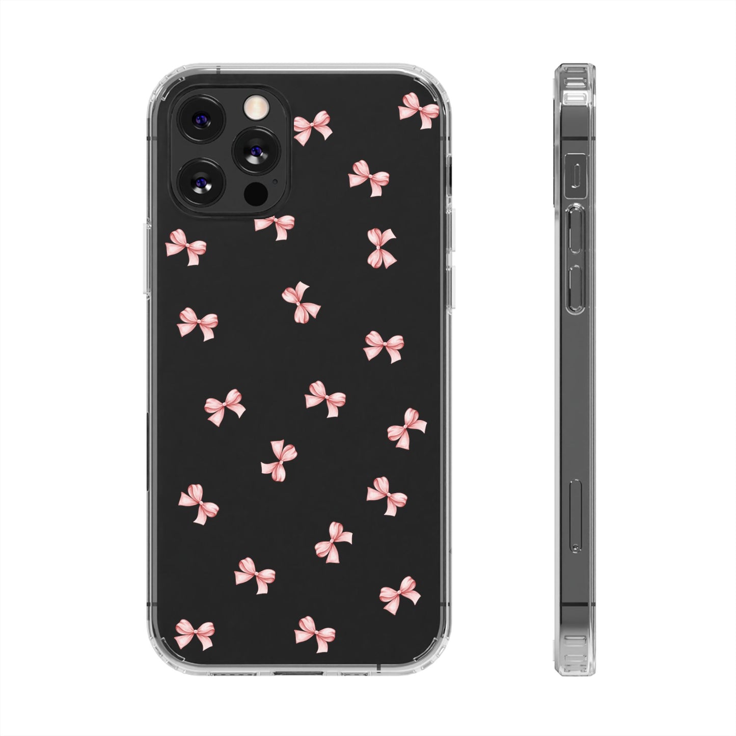 Pink Bow Dreams Clear Phone Case – Stylish Protection for Your iPhone