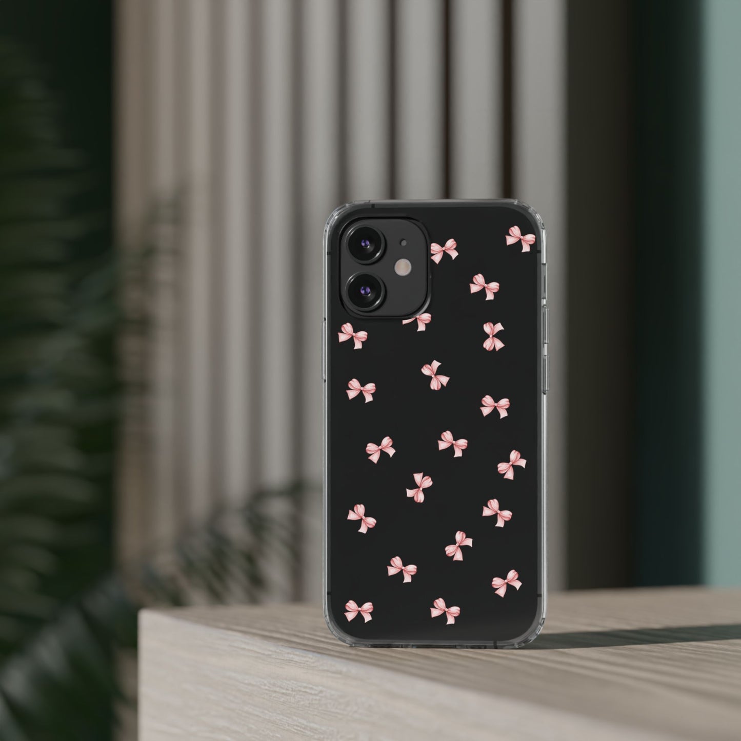 Pink Bow Dreams Clear Phone Case – Stylish Protection for Your iPhone