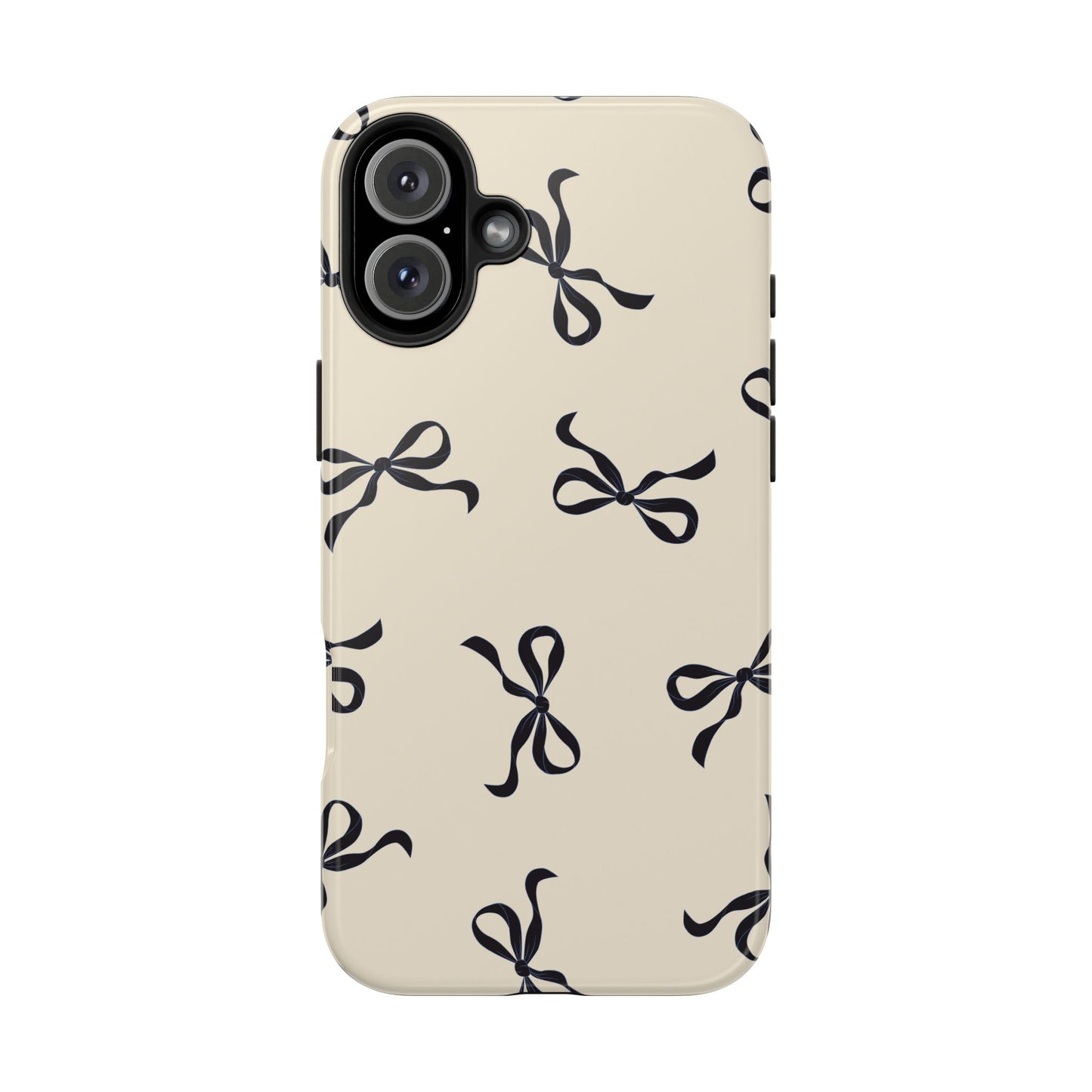Beige and Black Bow Phone Case – Dual-Layer Protection, Custom Style