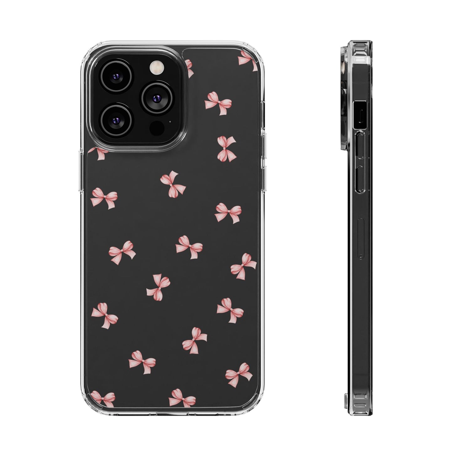 Pink Bow Dreams Clear Phone Case – Stylish Protection for Your iPhone