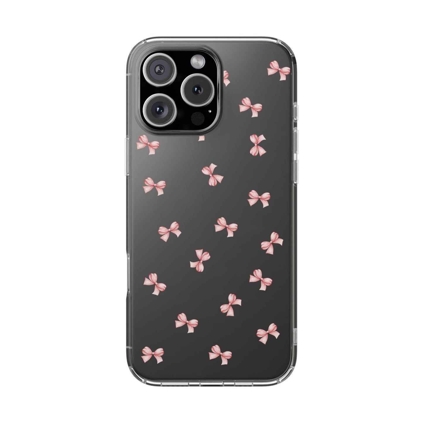 Pink Bow Dreams Clear Phone Case – Stylish Protection for Your iPhone