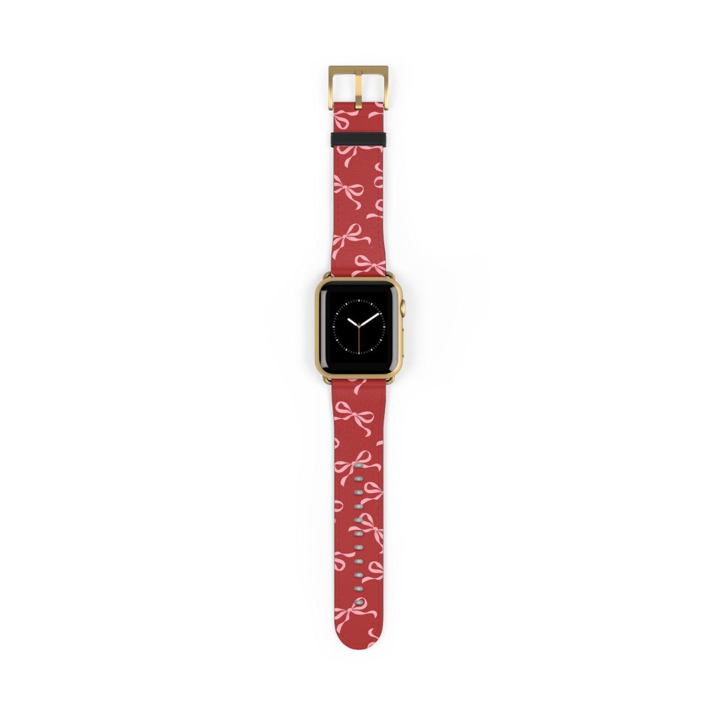 Pink Bows on Red Apple Watch Band - JGUS