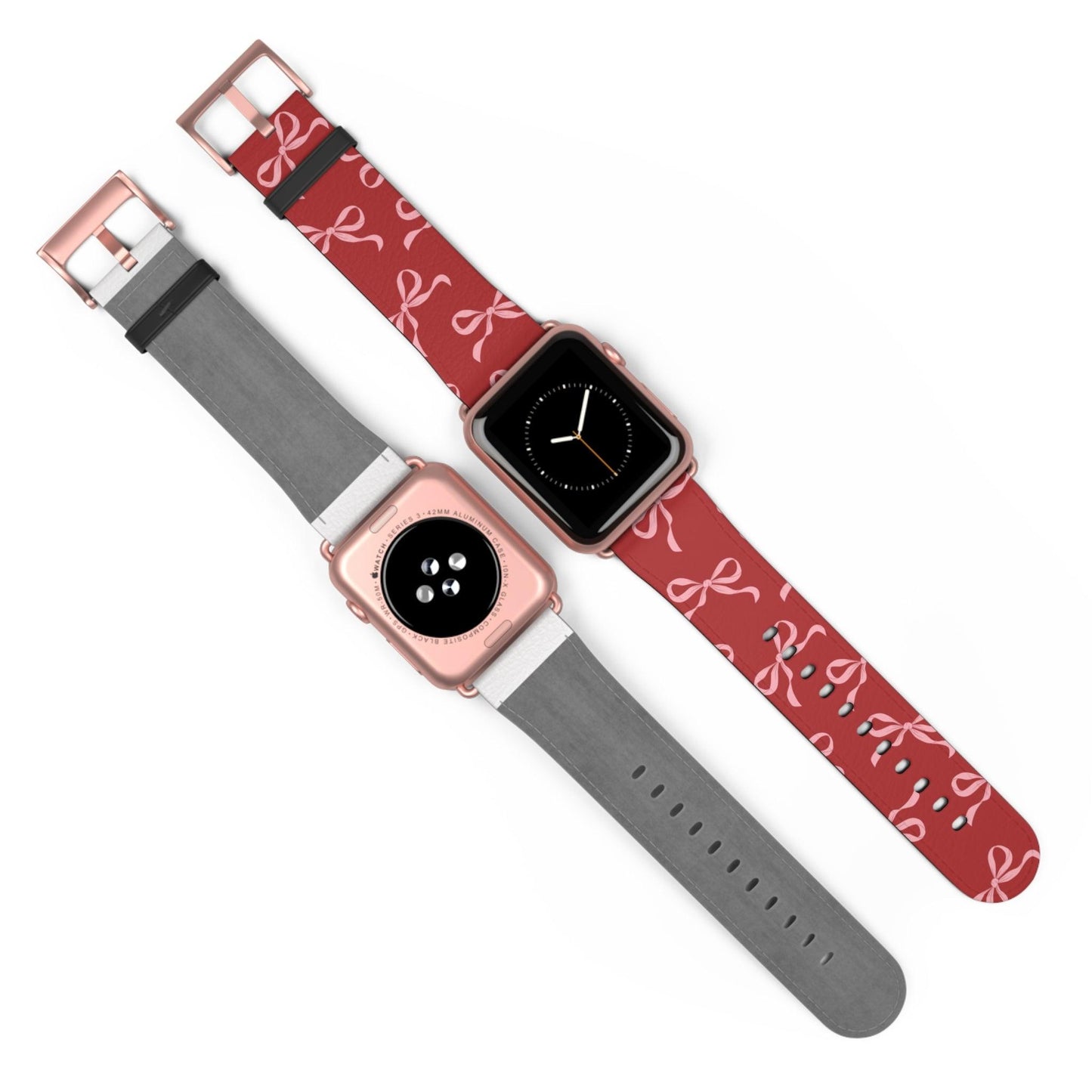Pink Bows on Red Apple Watch Band - JGUS