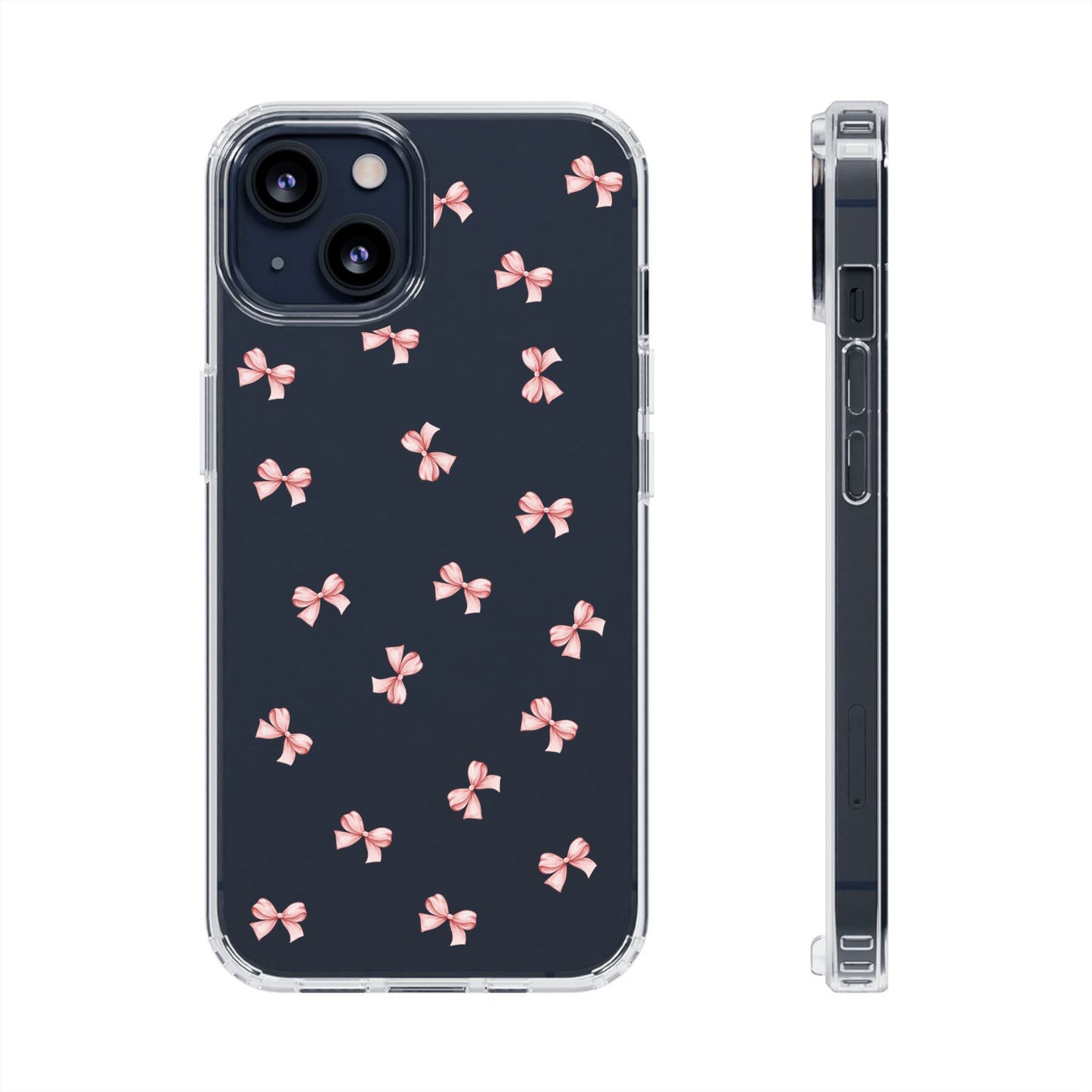 Pink Bow Dreams Clear Phone Case – Stylish Protection for Your iPhone