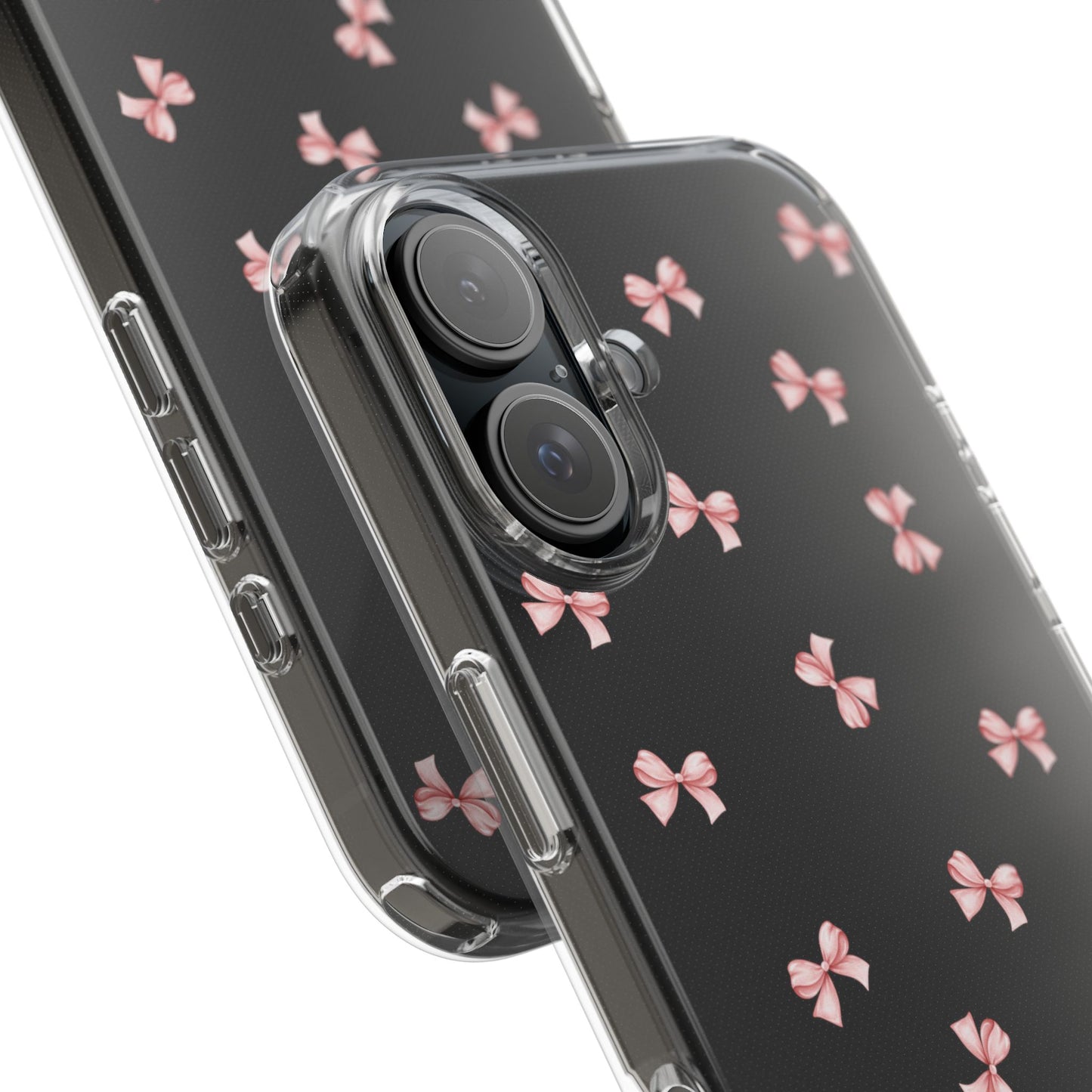 Pink Bow Dreams Clear Phone Case – Stylish Protection for Your iPhone