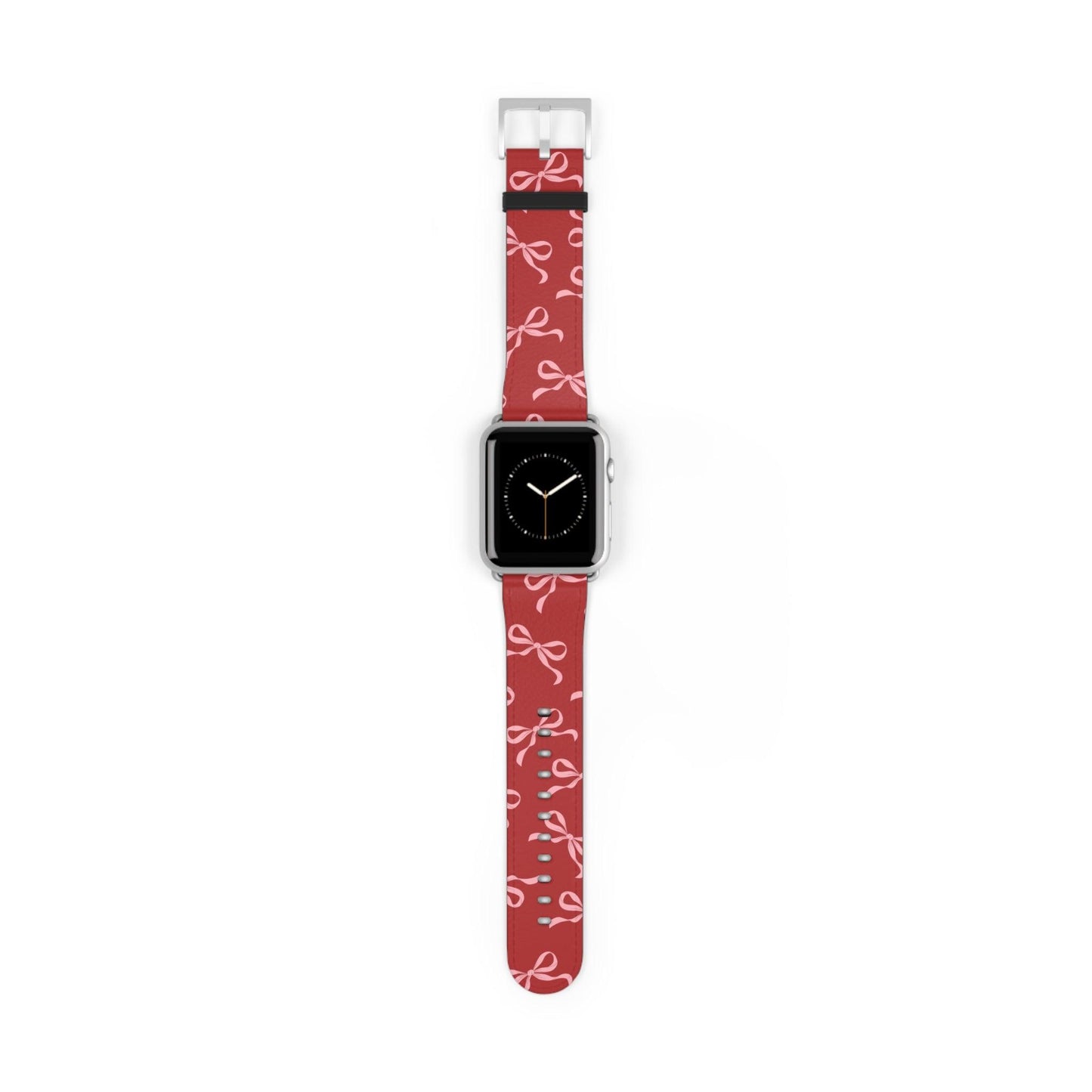 Pink Bows on Red Apple Watch Band - JGUS