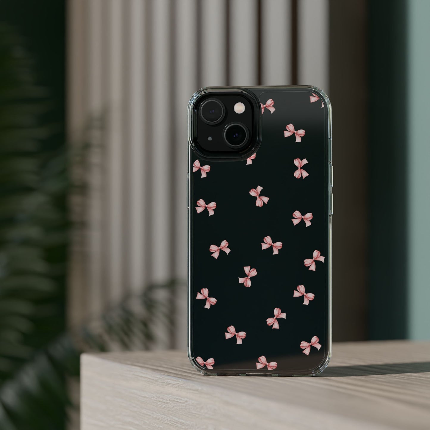 Pink Bow Dreams Clear Phone Case – Stylish Protection for Your iPhone