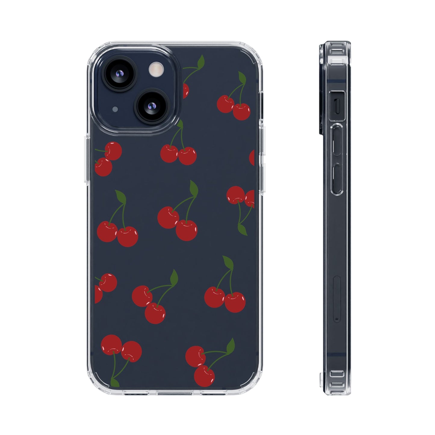 Random Cherry Pattern Clear Phone Case – Playful and Protective