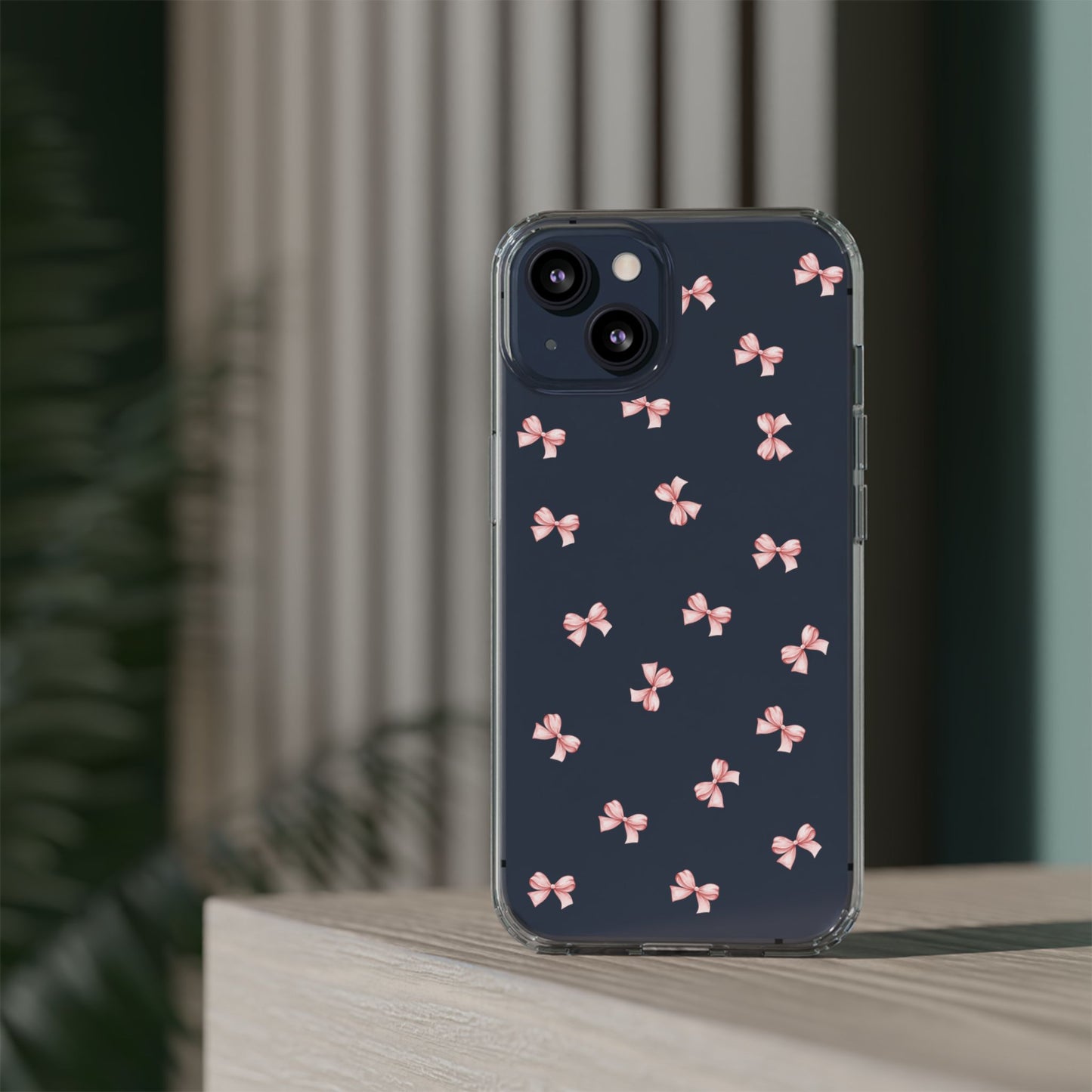 Pink Bow Dreams Clear Phone Case – Stylish Protection for Your iPhone