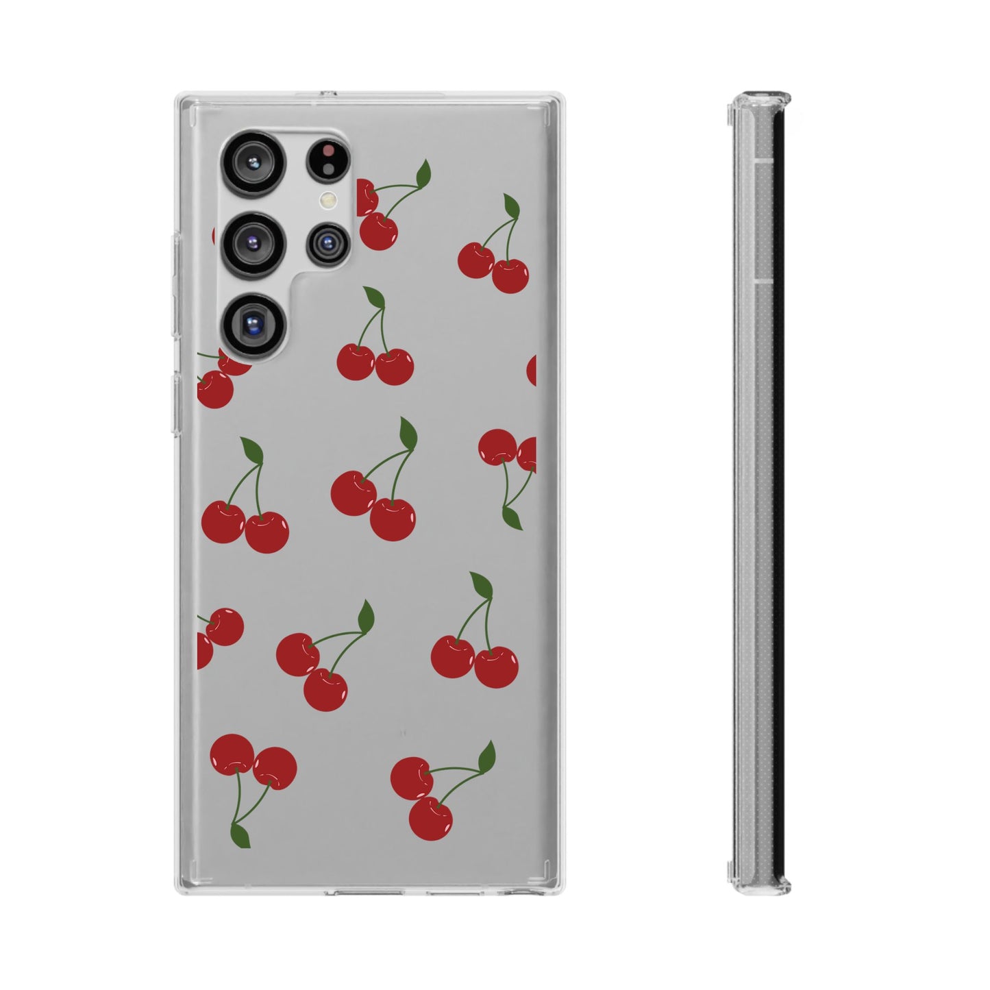 Random Cherry Pattern Clear Phone Case – Playful and Protective