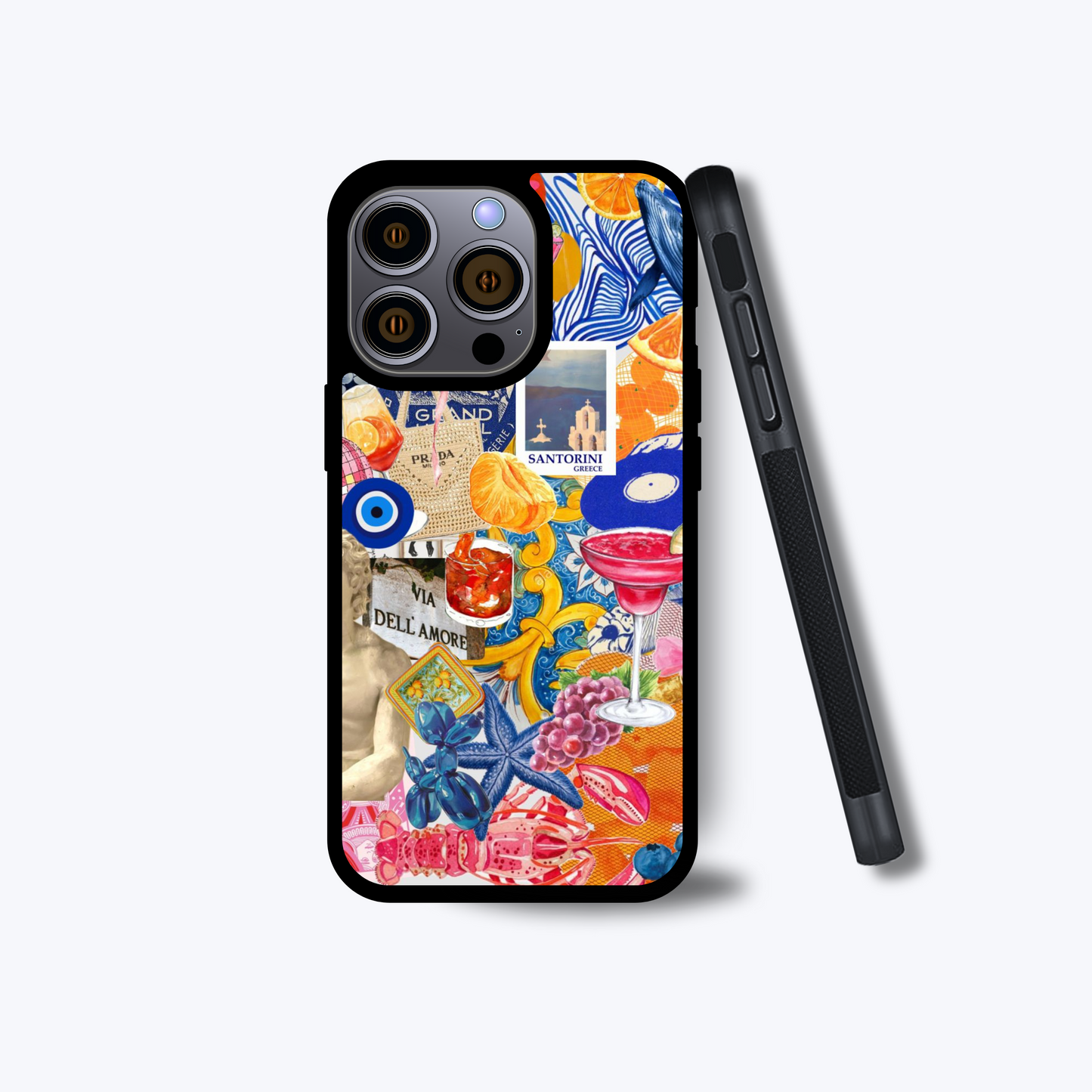Santorini Vibes Collage Phone Case – Vibrant Sunset-Inspired Design for iPhone