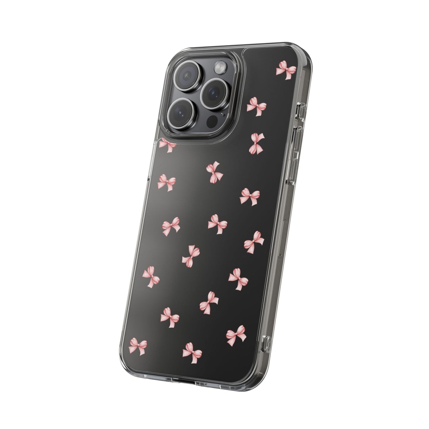 Pink Bow Dreams Clear Phone Case – Stylish Protection for Your iPhone