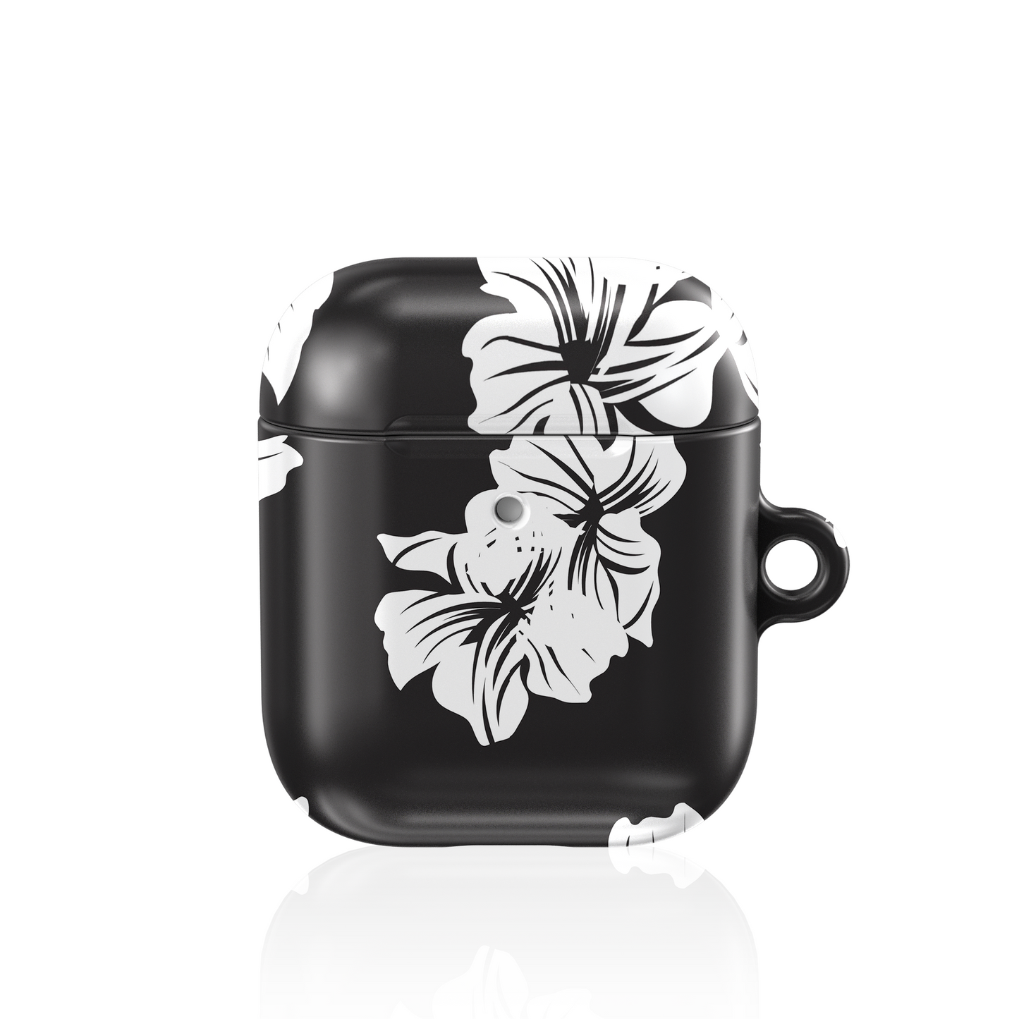 Black & White Floral Shockproof & Scratch-Resistant AirPods Case – Wireless Charging Compatible