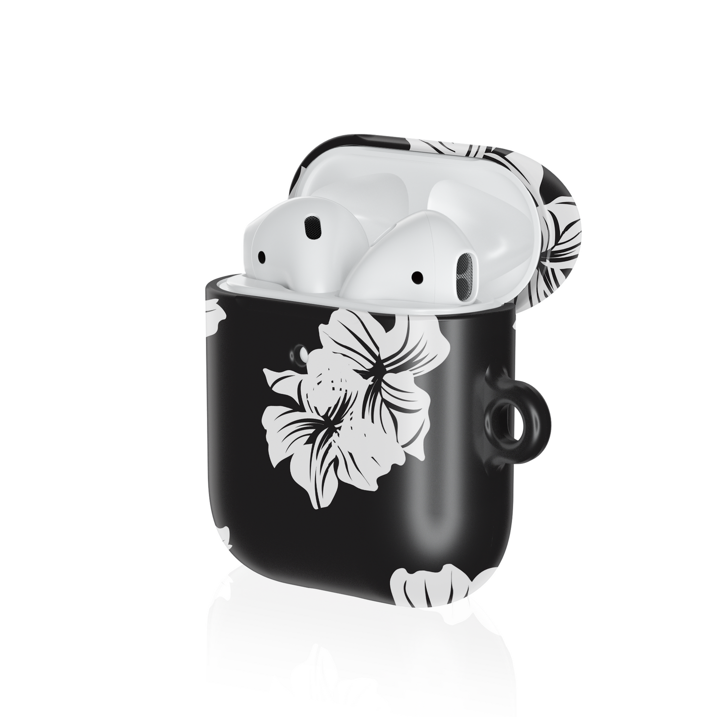 Black & White Floral Shockproof & Scratch-Resistant AirPods Case – Wireless Charging Compatible