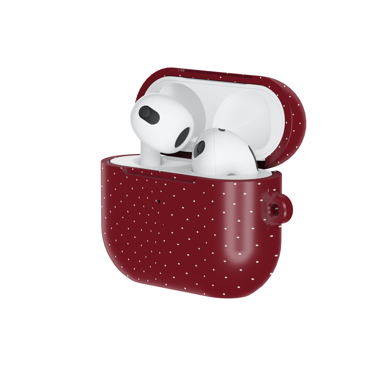 Burgundy & White Dots Shockproof & Scratch-Resistant AirPods Case – Wireless Charging Compatible